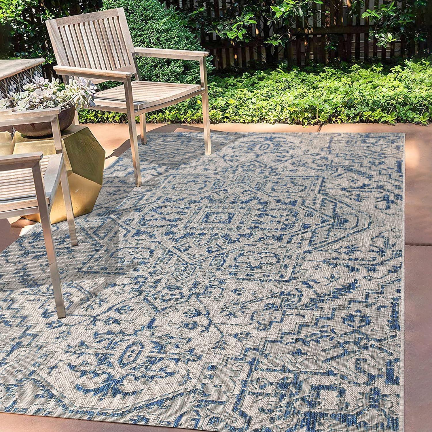 Estrella Bohemian Inspired Medallion Textured Weave Indoor/Outdoor Area Rug - JONATHAN Y