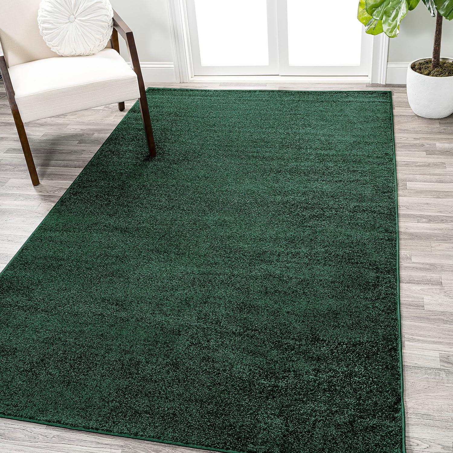 Emerald Green Synthetic Reversible Low-Pile Area Rug