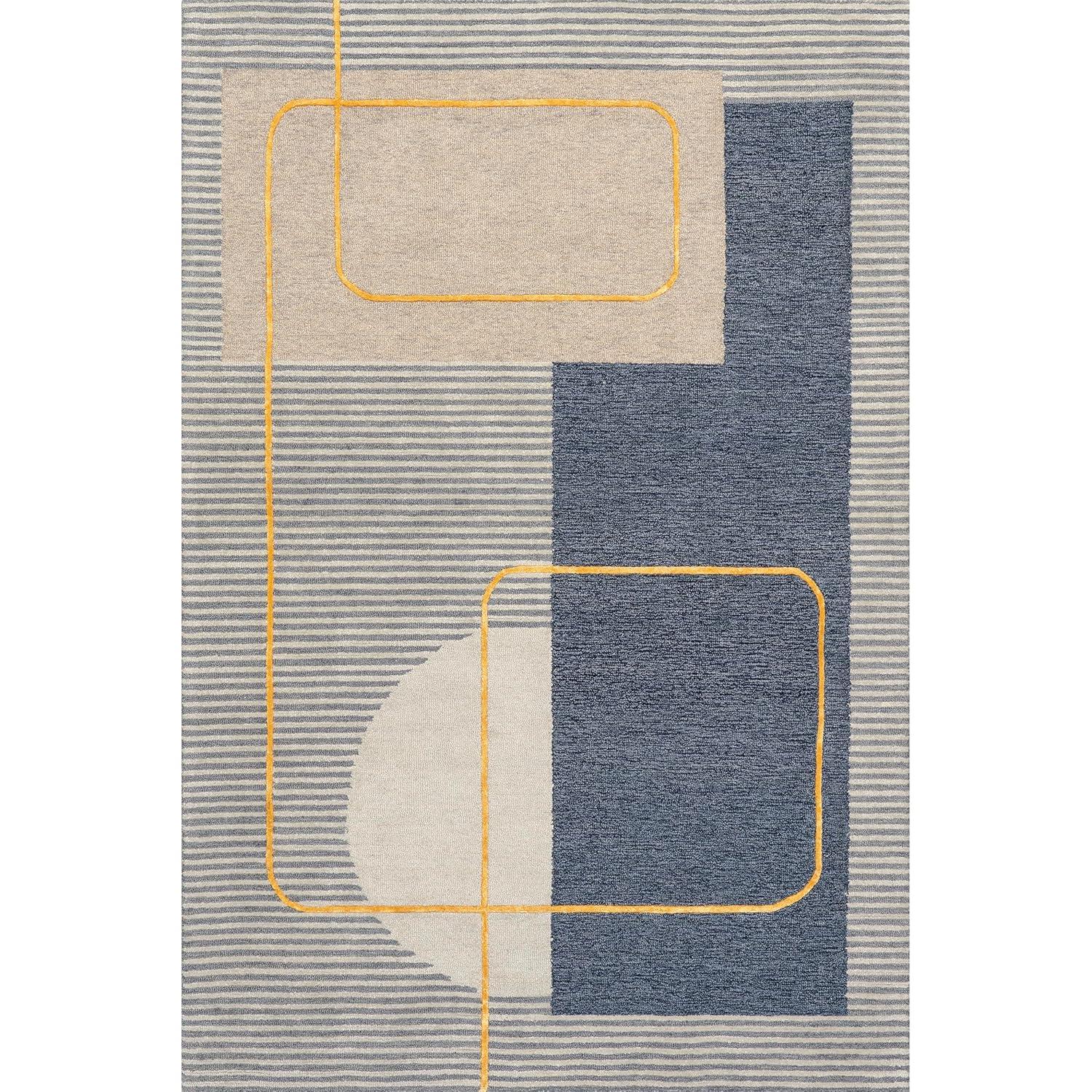 Nuloom Shelley Abstract Striped Wool Indoor Area Rug, 4' x 6', Blue