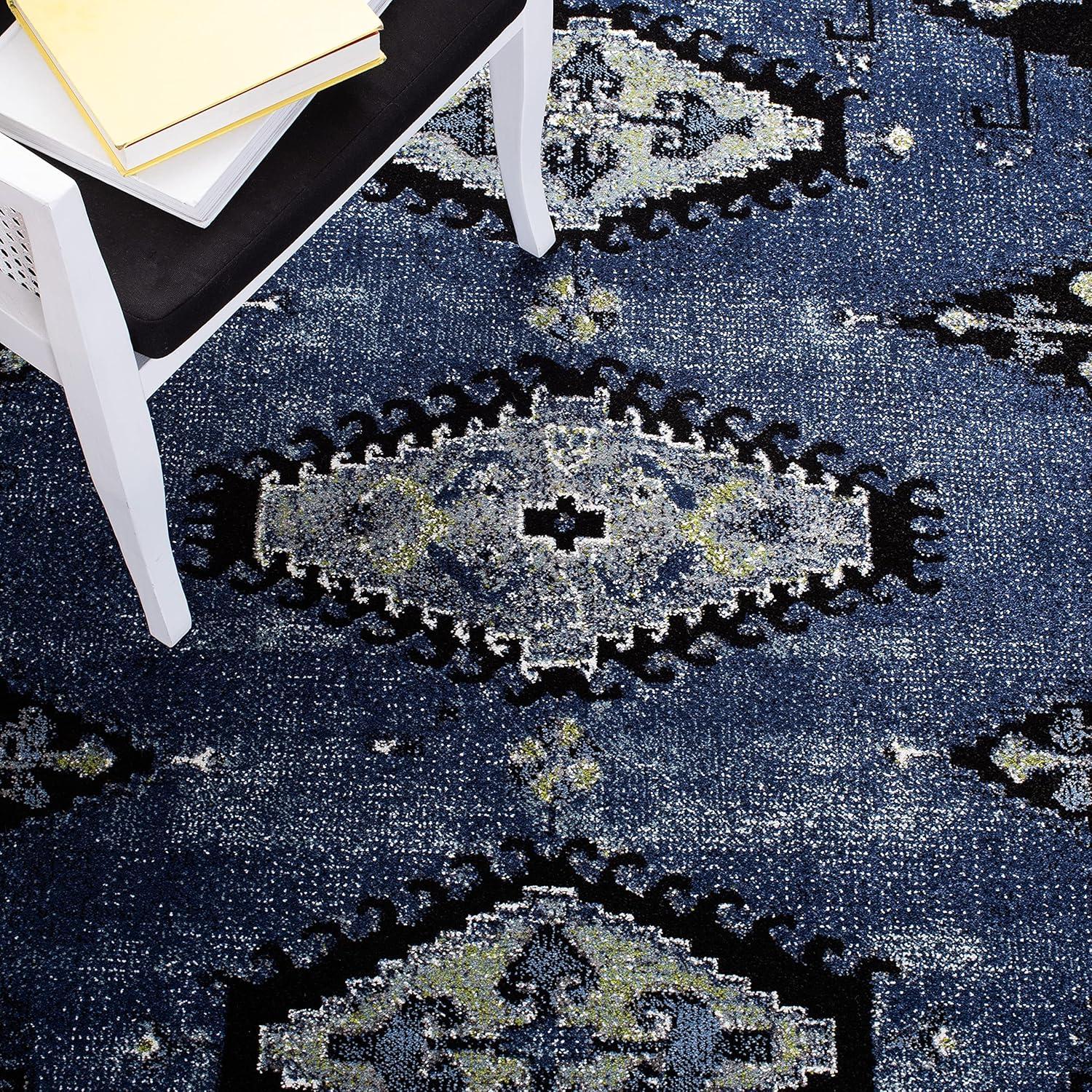 Vintage Hamadan VTH251 Power Loomed Area Rug - Blue/Black - 5'3"x7'6" - Safavieh.