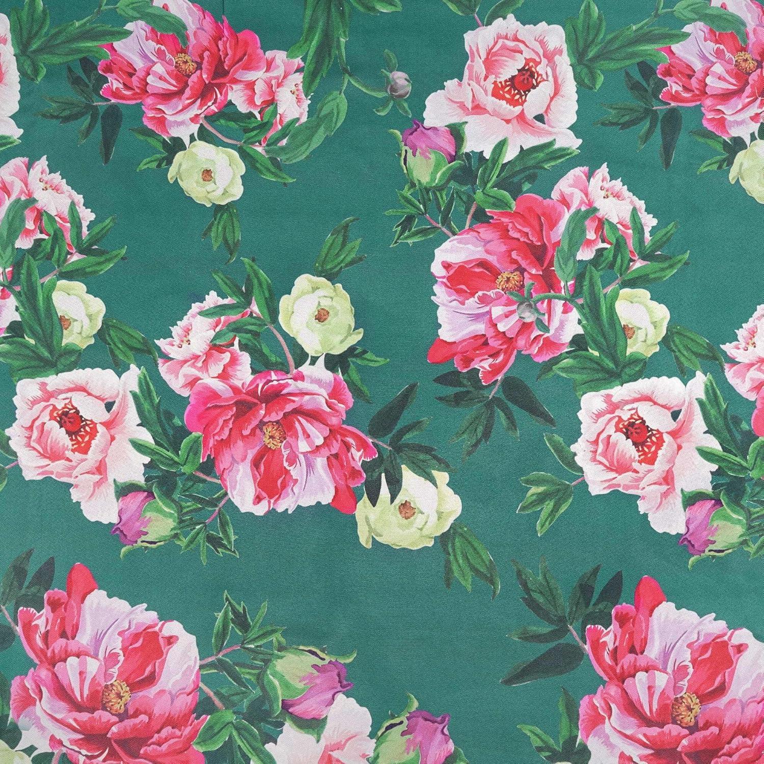 BELLEZE Modern Accent Chair for Living Room, High Back Linen Armchair with Wooden Legs, Upholstered Wingback Side Chair Padded Armrest Single Sofa for Living Room, Bedroom - Allston (Green & Flower)