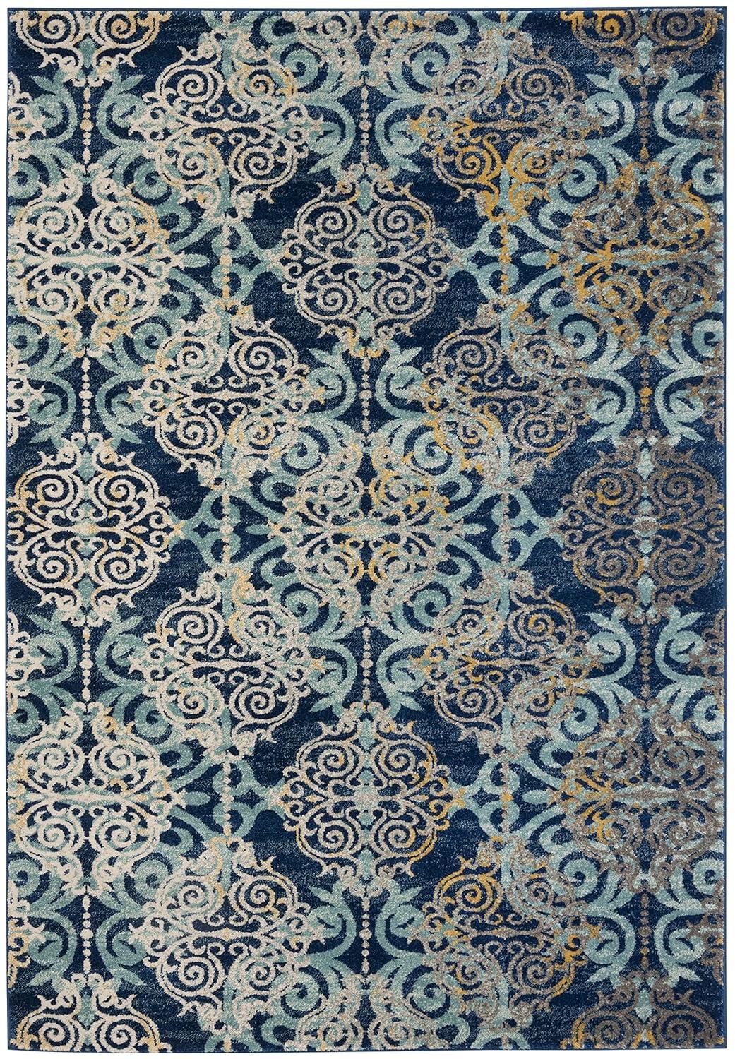 Evoke EVK230 Power Loomed Indoor Area Rug - Royal/Light Blue - 4'x6' - Safavieh