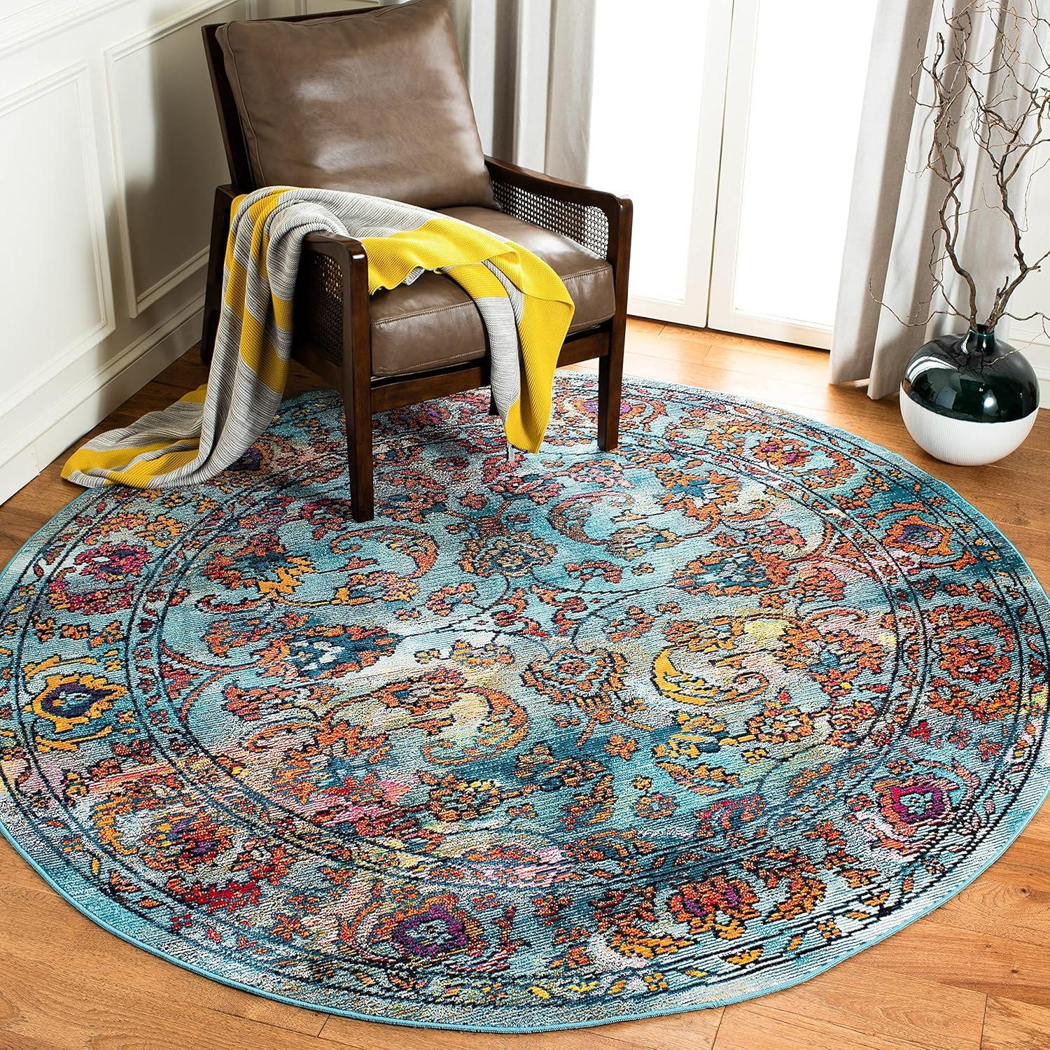 Crystal CRS515 Power Loomed Area Rug - Light Blue/Orange - 8'9"x11'9" - Safavieh.