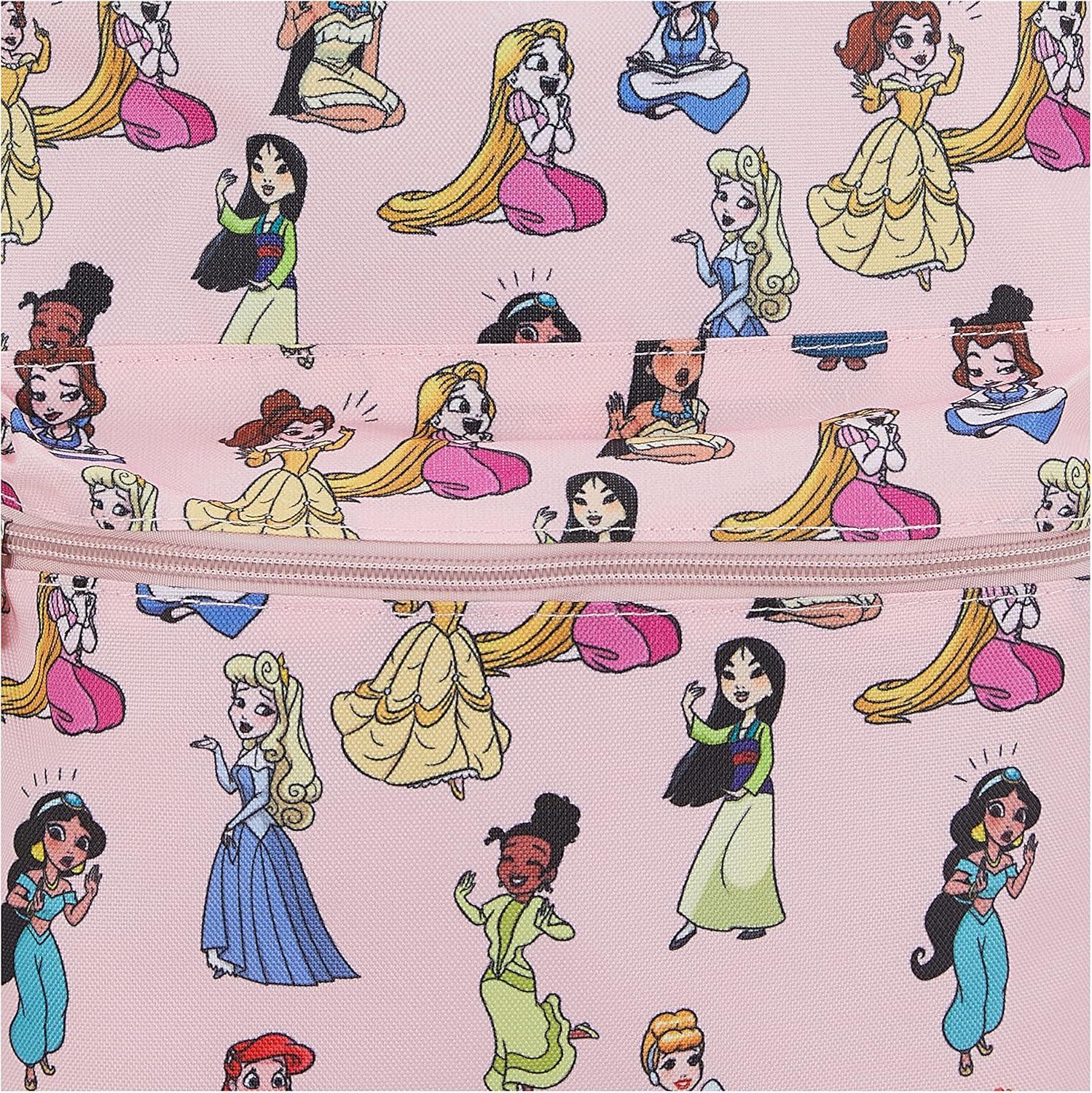 Disney Princess Girl's All Over Print 16" Backpack-Pink