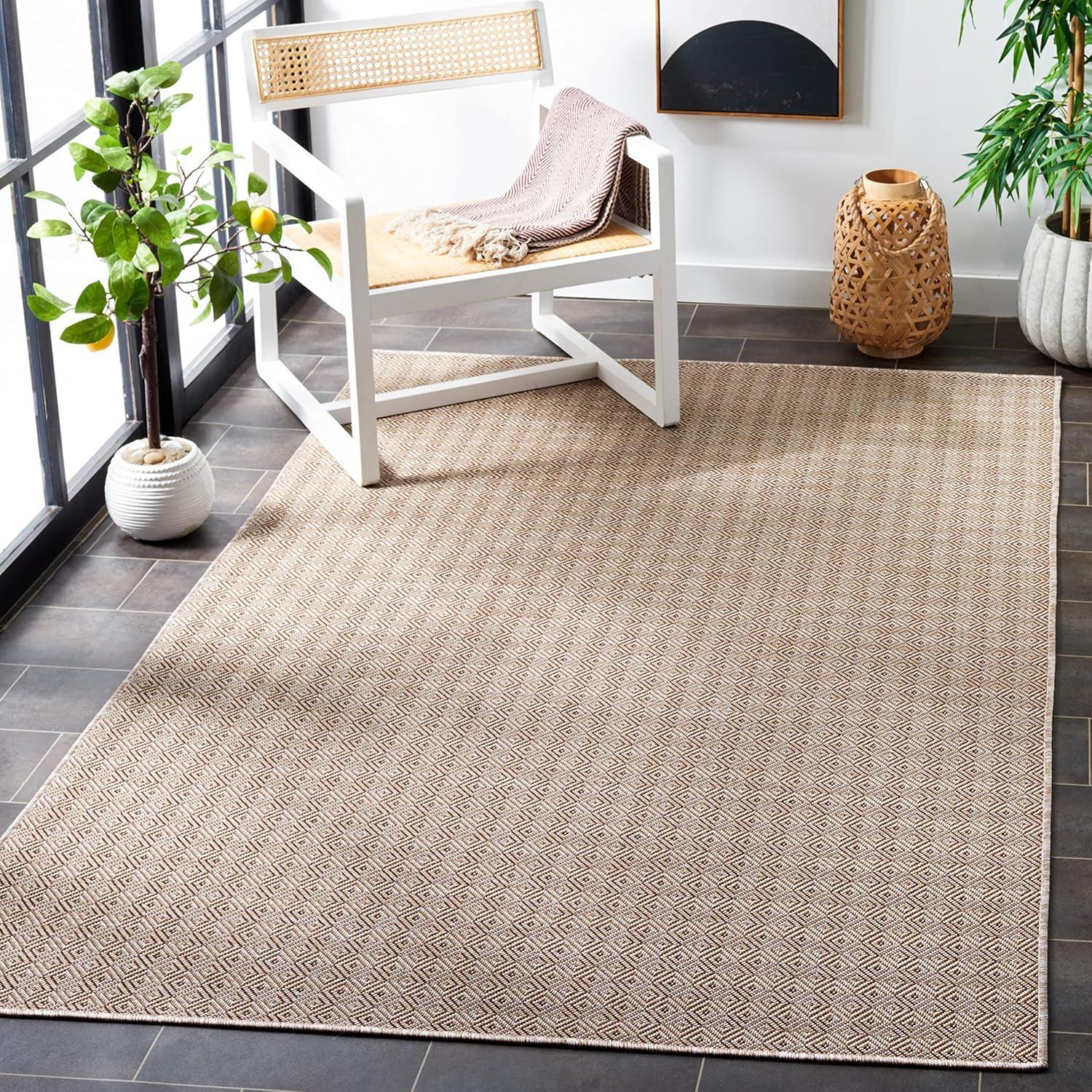 Hampton HTN230 Power Loomed Indoor/Outdoor Area Rug - Terracotta/Ivory - 8'x10' - Safavieh.