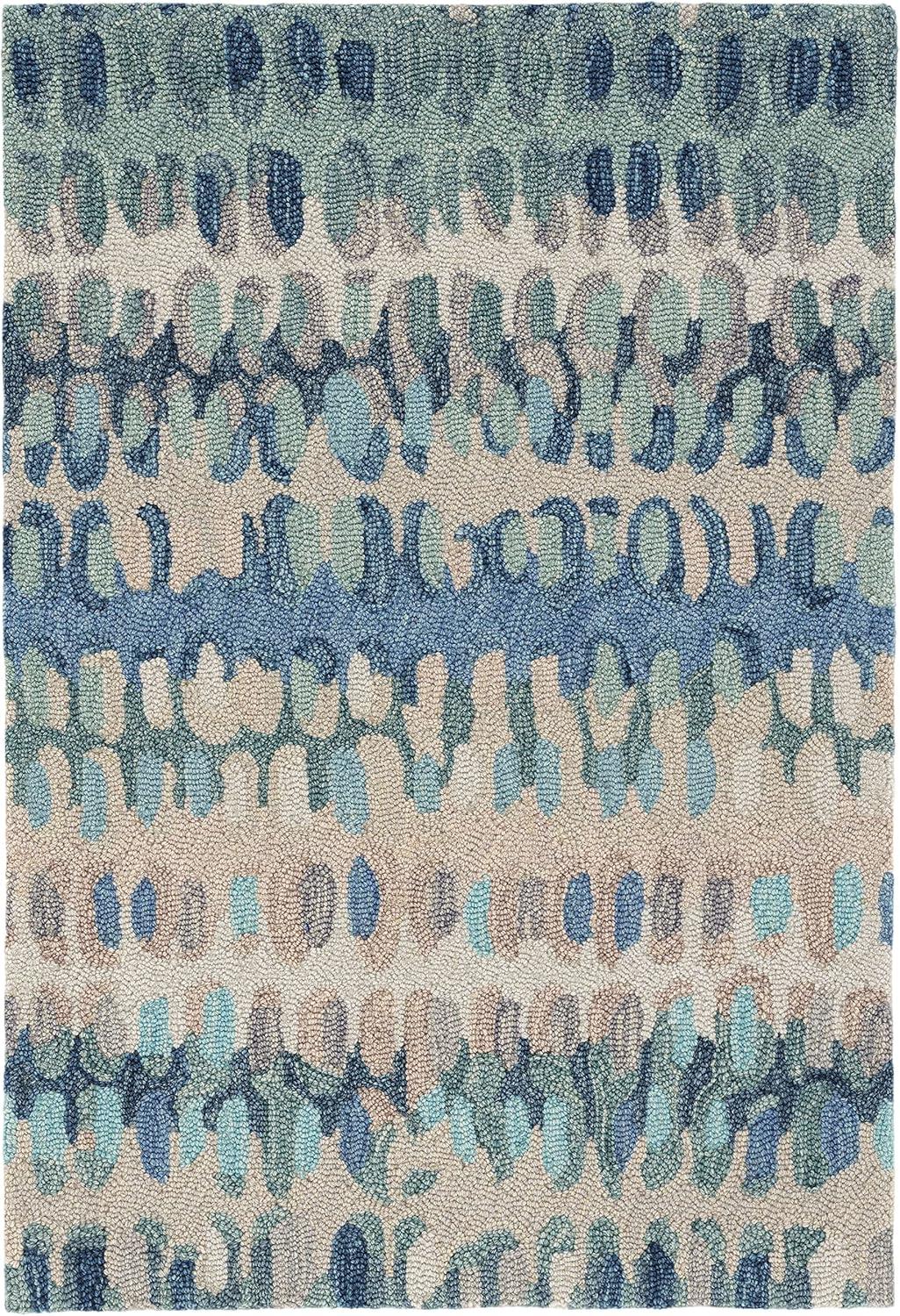 Paint Chip Abstract Hand Wool Indigo/Denim/Beige Area Rug