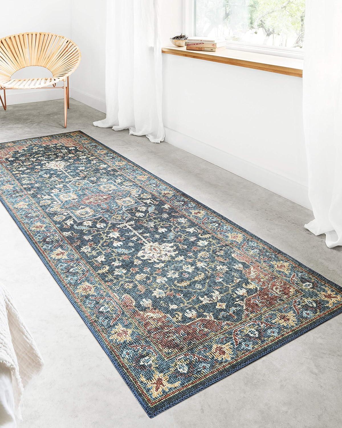 Loloi II Skye Collection SKY-08 Denim/Brick 6'-0" x 6'-0" Round Area Rug