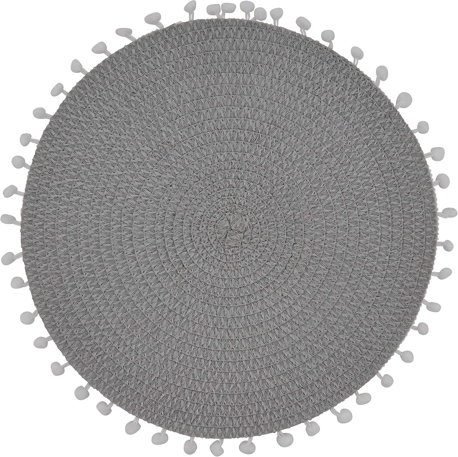 Gray Round Pom Pom Design Placemats, Set of 4