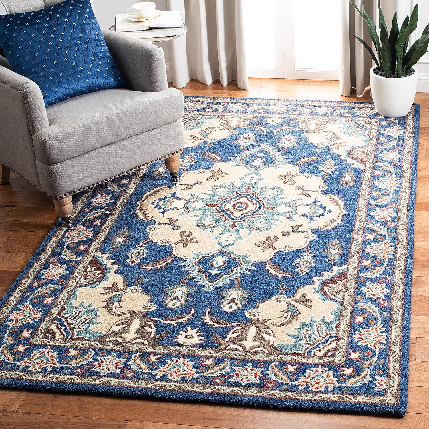 Antiquity AT520 Hand Tufted Area Rug - Blue/Ivory - 3'x5' - Safavieh.