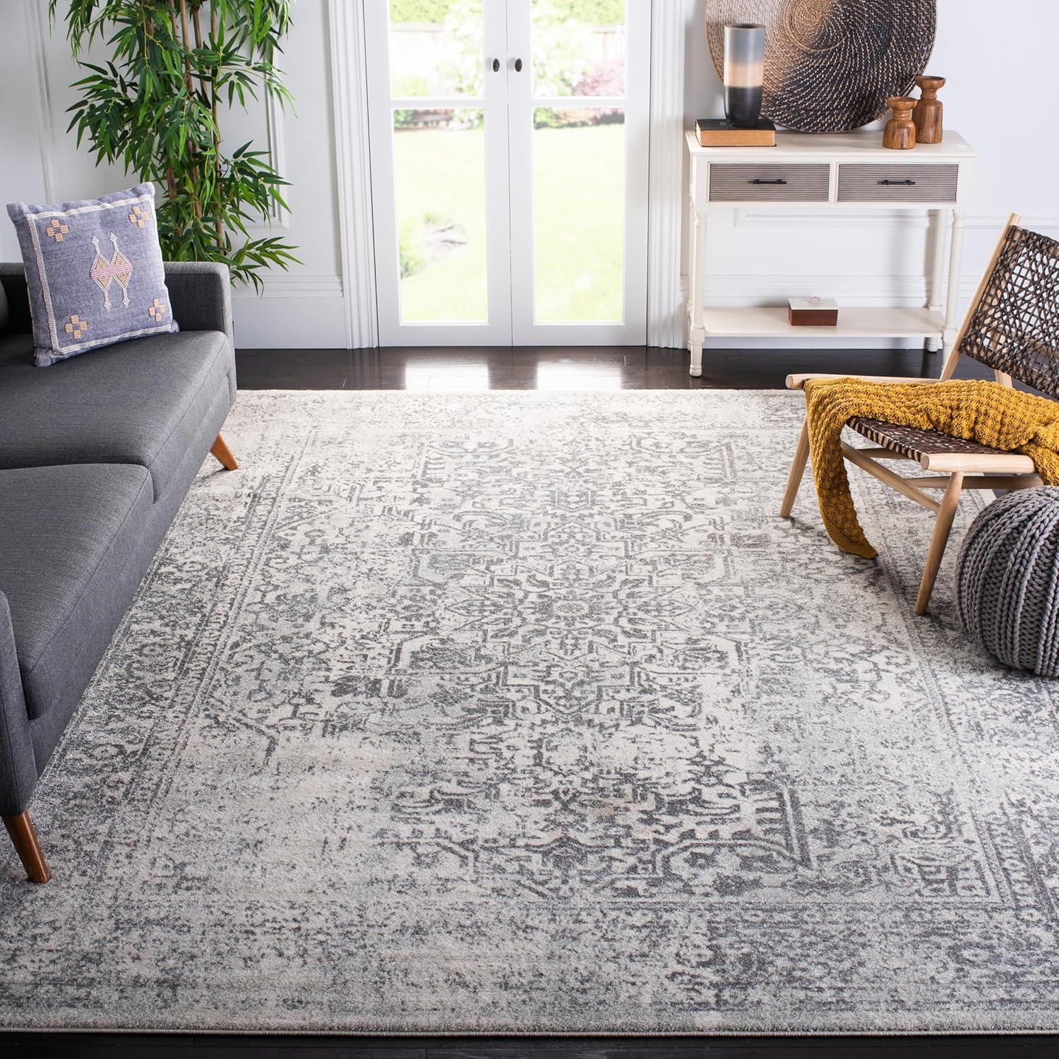 SAFAVIEH Evoke Trena Floral Area Rug, Ivory/Grey, 9' x 12'
