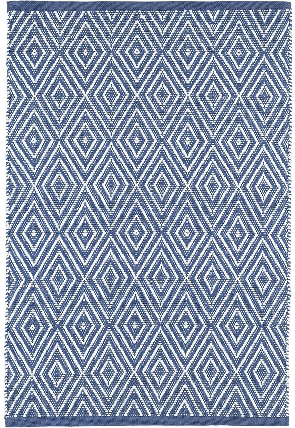 Diamond Denim/White Handwoven Indoor/Outdoor Rug