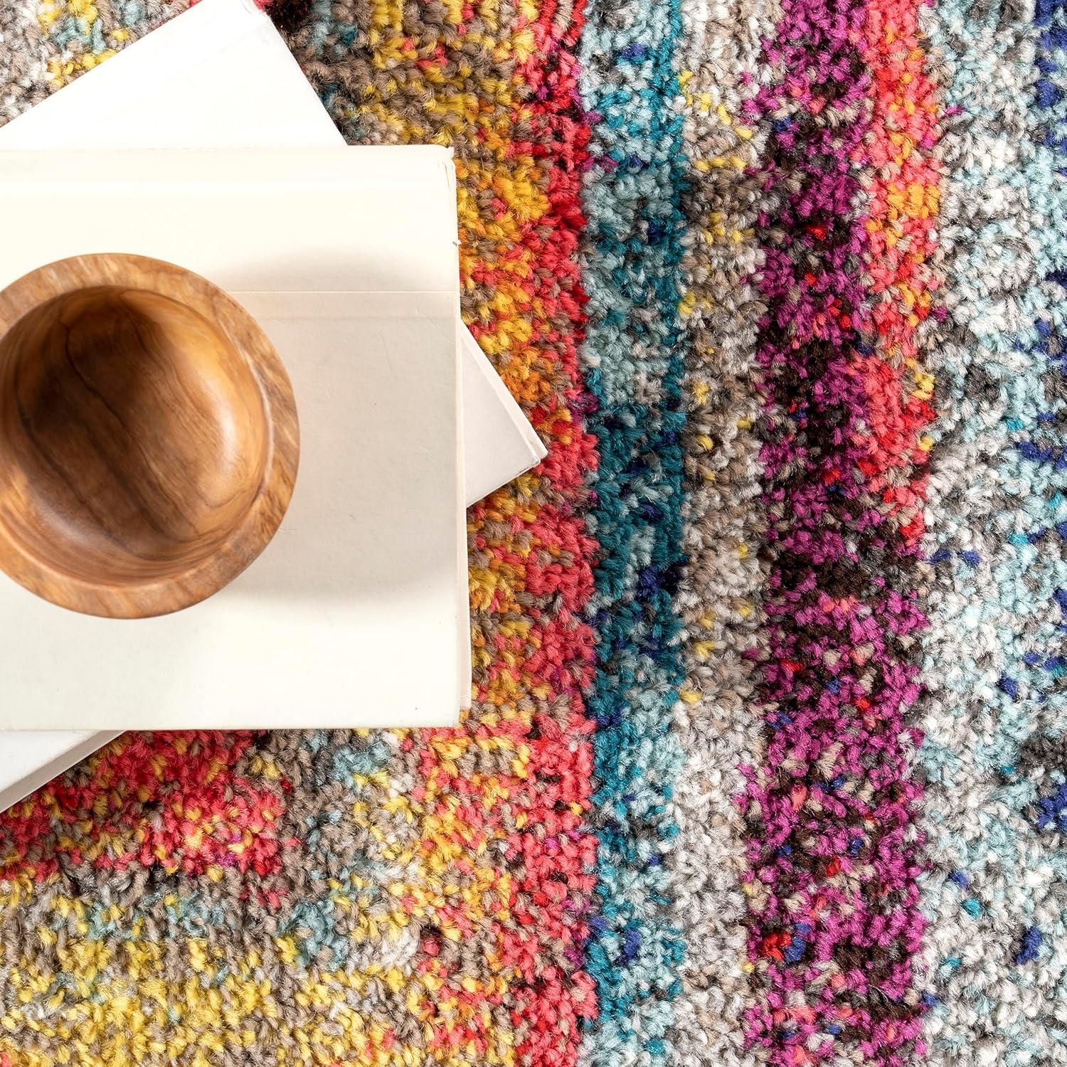 nuLOOM 5'x8' Hargis Labyrinth Area Rug Red/Pink: Contemporary Indoor Low Pile, Stain & Fade-Resistant Rug