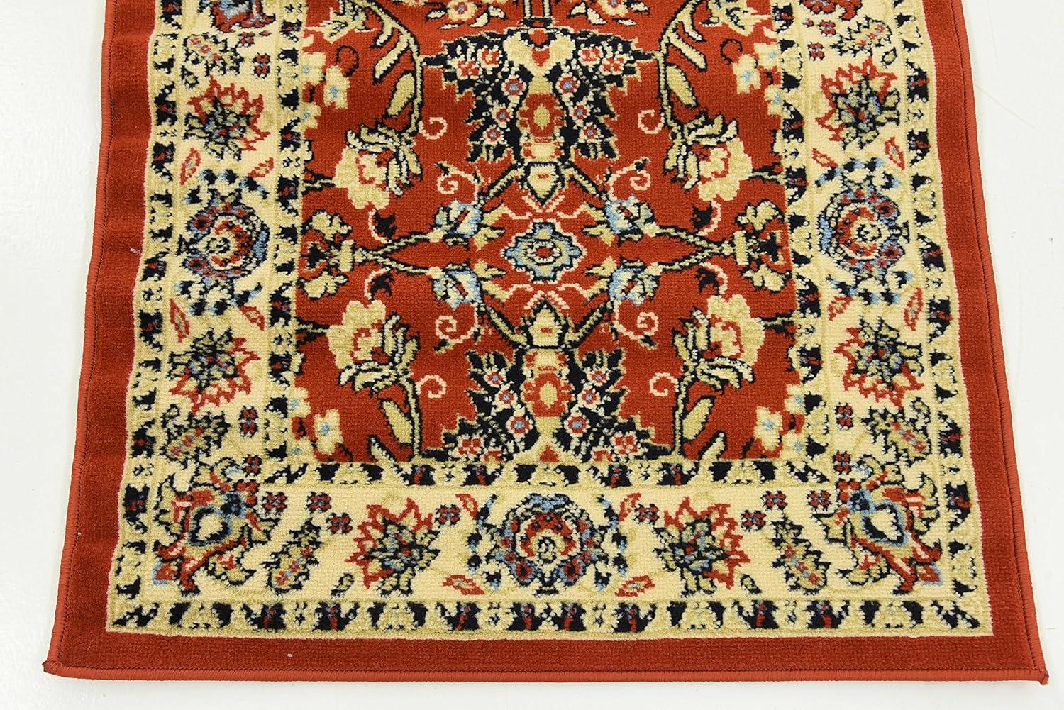 Unique Loom Sialk Hill Collection Area Rug - Washington (2' 7" x 10' Runner Terracotta/Cream) Floral Traditional Perfect For Living Room Bed Room Dining Room Office