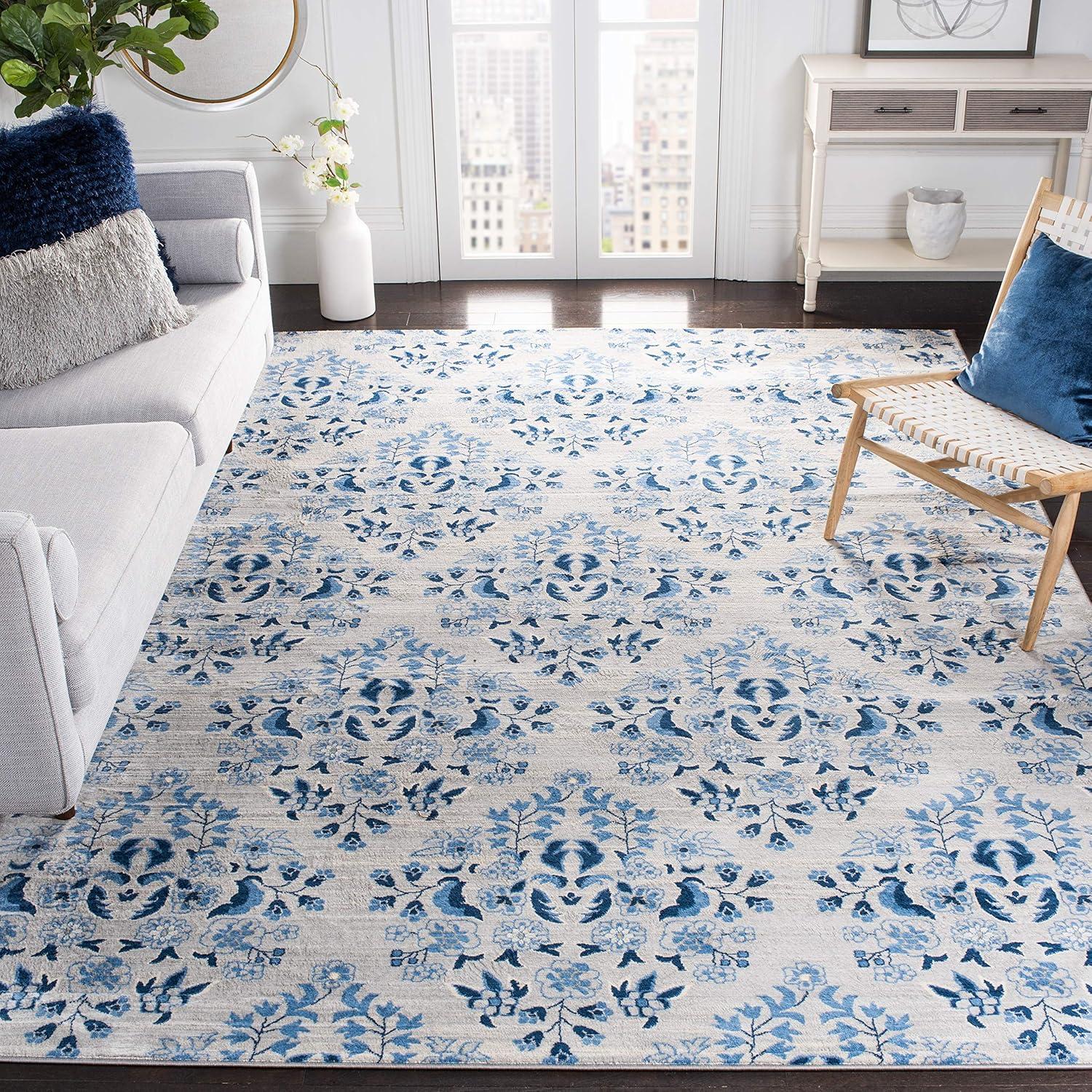 Heirloom Blue 4'x6' Hand-Knotted Synthetic Easy-Care Area Rug