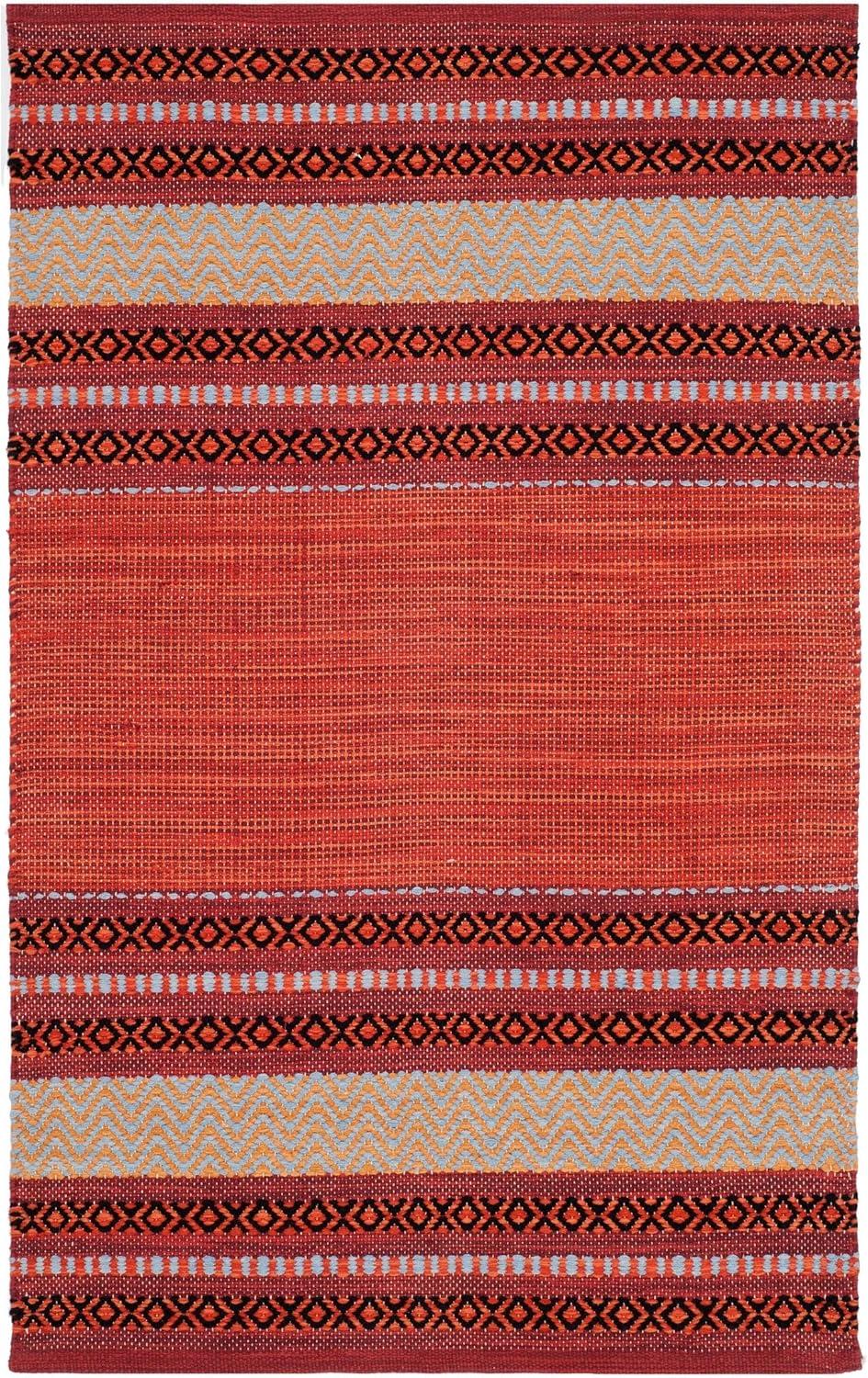 Coastal Charm Red & Ivory Cotton Flat Woven 30" Area Rug