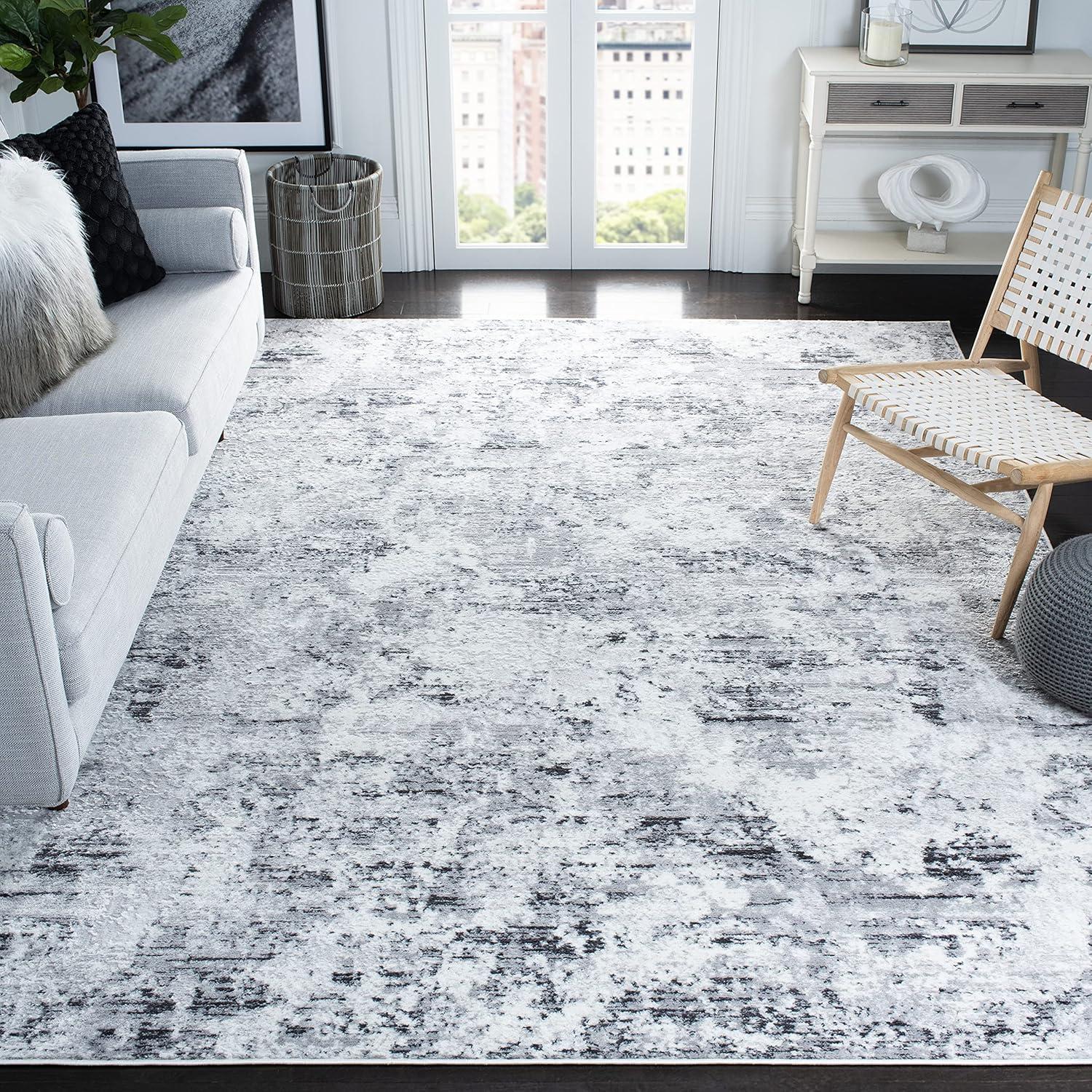 SAFAVIEH Amelia Alastar Abstract Distressed Area Rug, Grey/Ivory, 9' x 12'