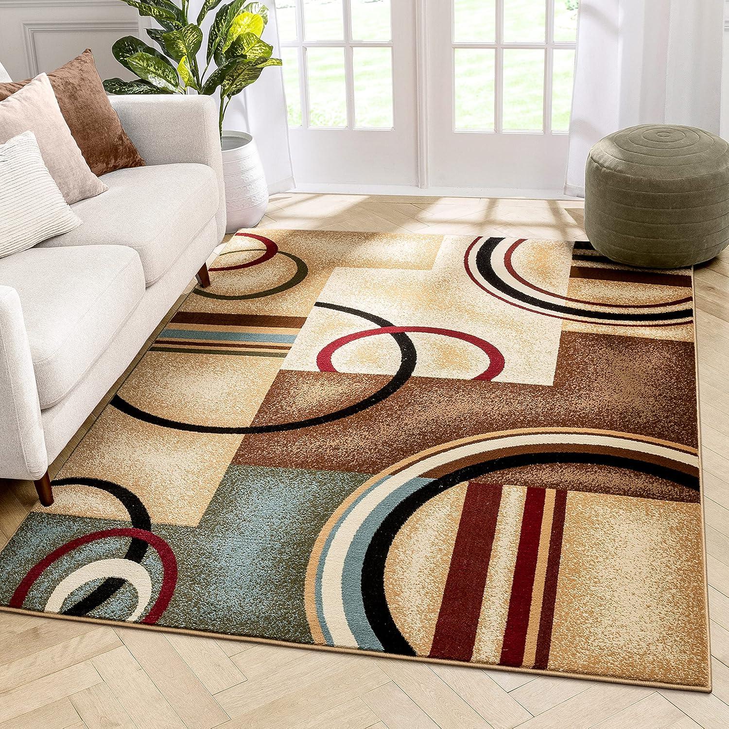 Well Woven Barclay Arcs & Shapes Modern Geometric Ivory 5'3" x 7'3" Area Rug