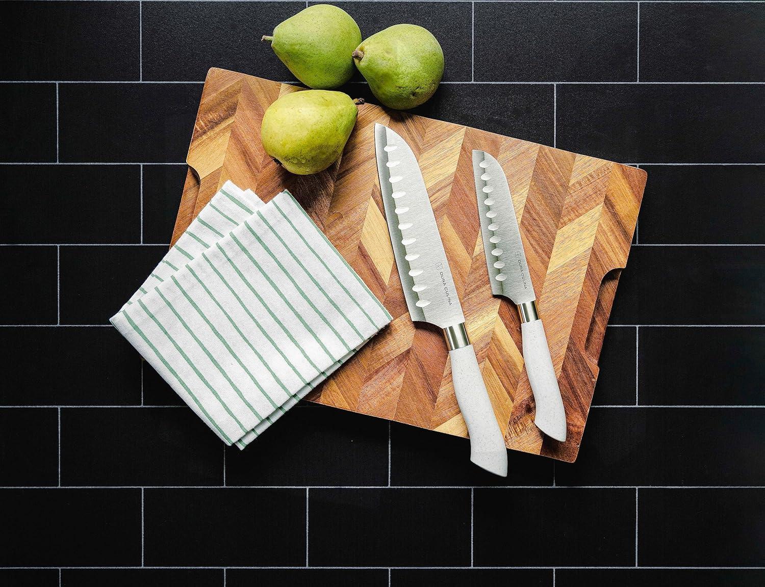 Eco-Friendly Blue High Carbon Stainless Steel Santoku Knife Set