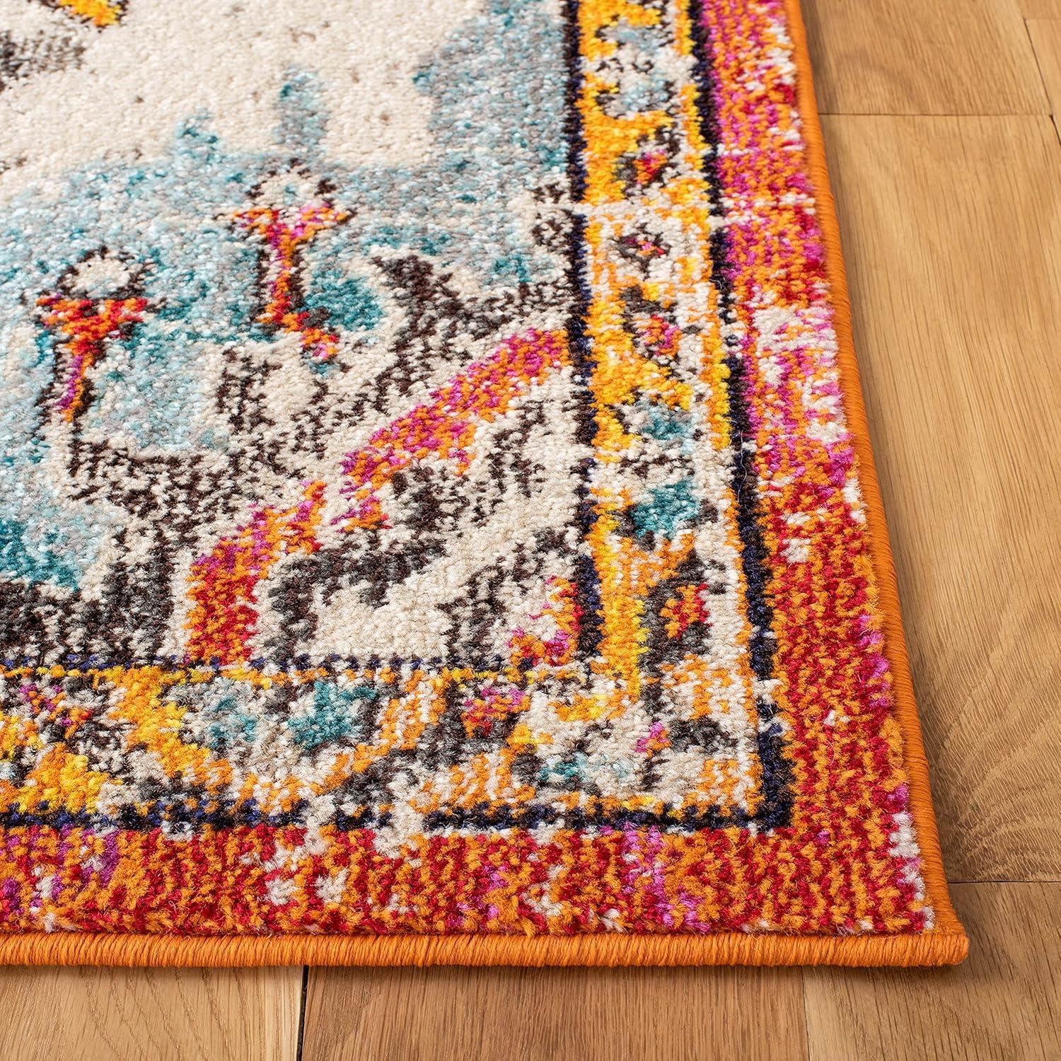 Monaco MNC243 Power Loomed Indoor Accent Rug - Orange/Light Blue - 3'x5' - Safavieh