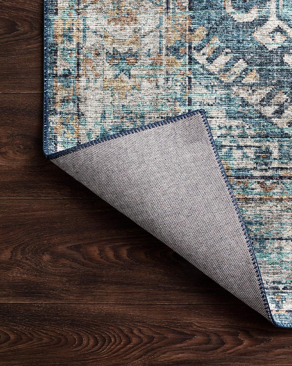 Denim and Natural Easy-Care Wool Blend 2' x 5' Area Rug