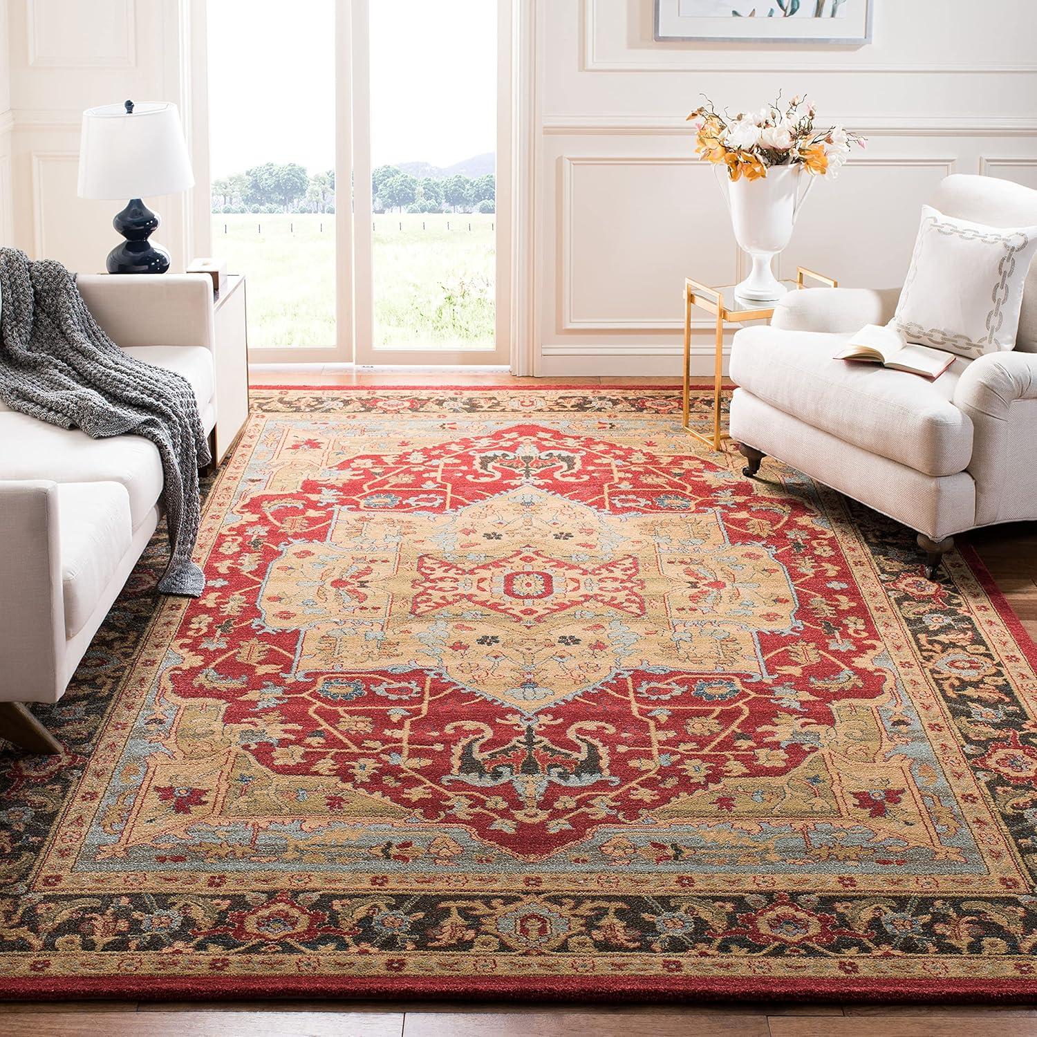 Mahal MAH625 Power Loomed Area Rug - Natural/Navy - 5'1"x7'7" - Safavieh.