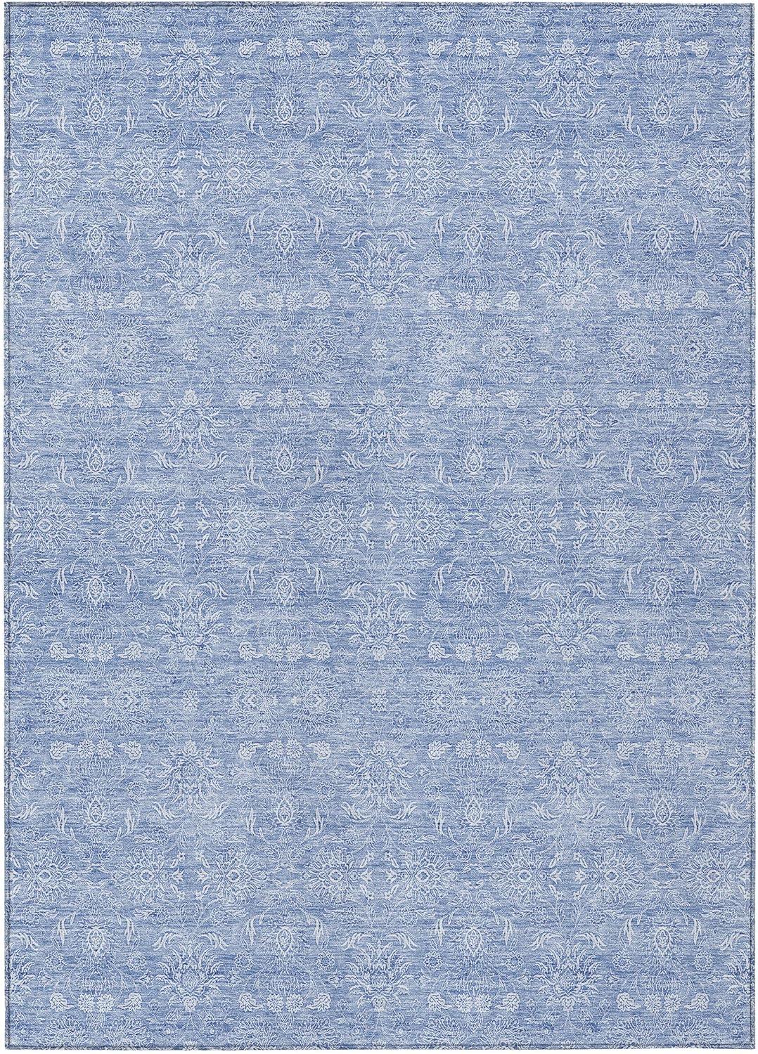 Sky Blue Synthetic Flat Woven 5' x 7'6" Indoor Outdoor Rug