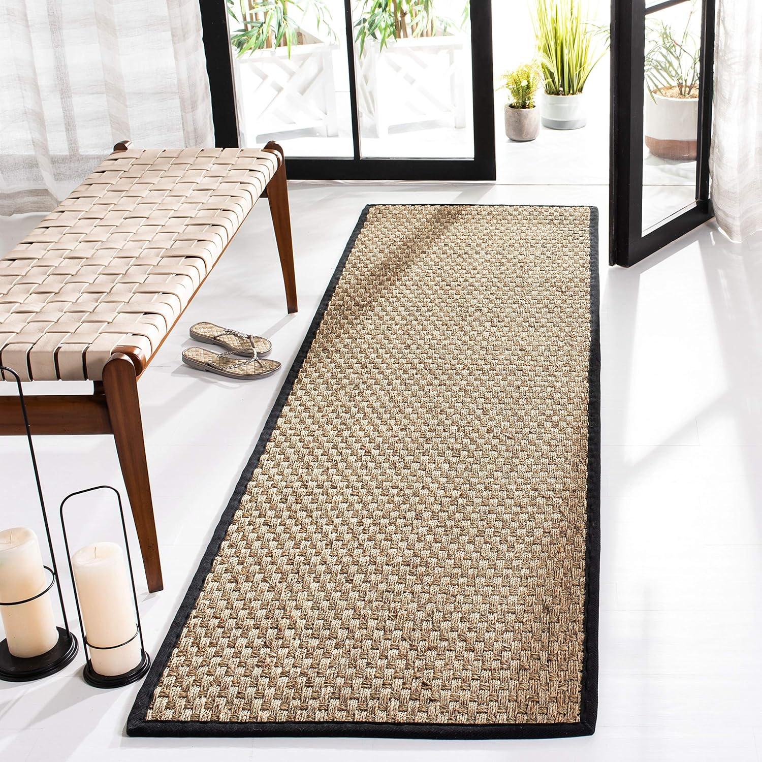 Natural Fiber NF114 Power Loomed Indoor Runner Rug - Natural/Black - 2'6"x12' - Safavieh.