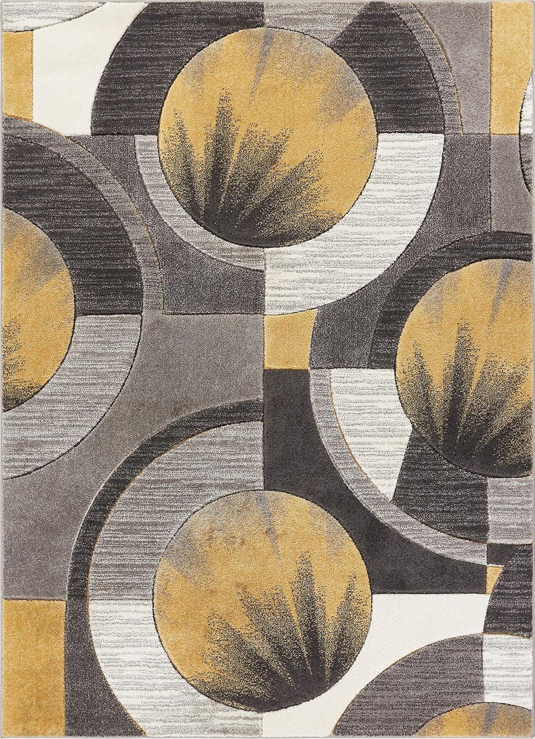 Well Woven Sunburst Modern Geometric Comfy Casual Hand Carved Abstract Contemporary Thick Soft Plush Area Rug