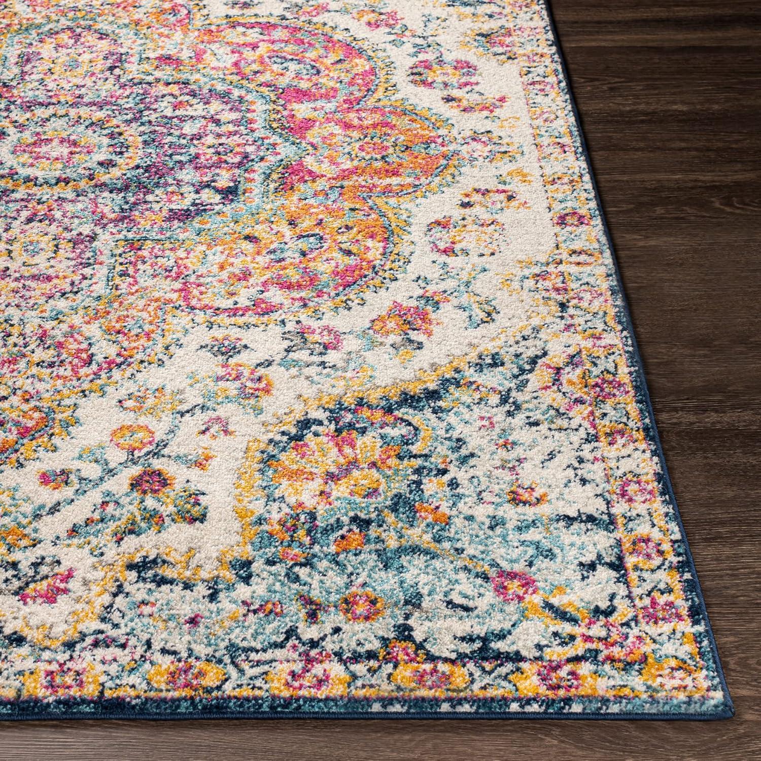 Classic Blue Rectangular 5'3" x 7'6" Stain-Resistant Synthetic Rug