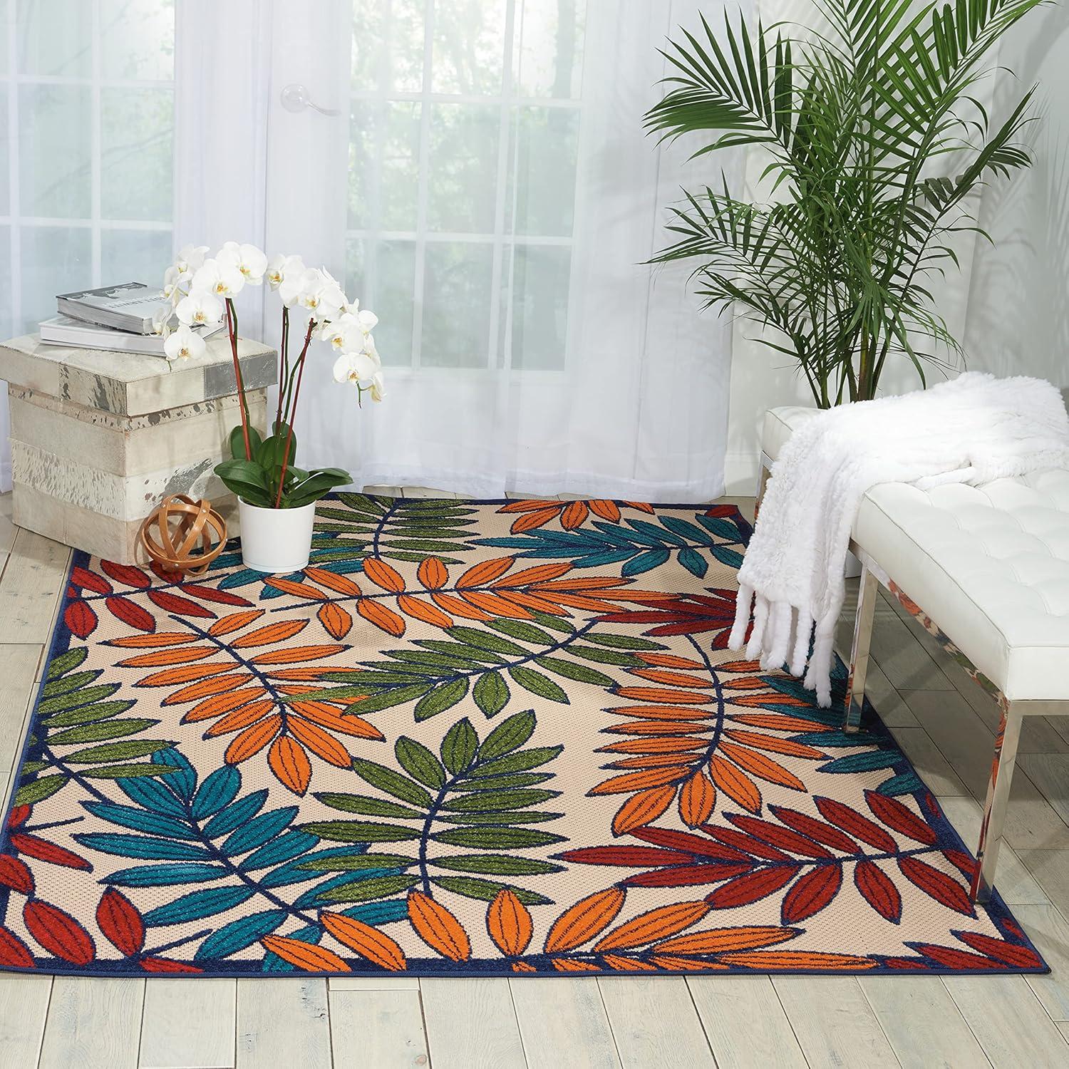 Nourison Aloha Floral Leaf Outdoor Area Rug