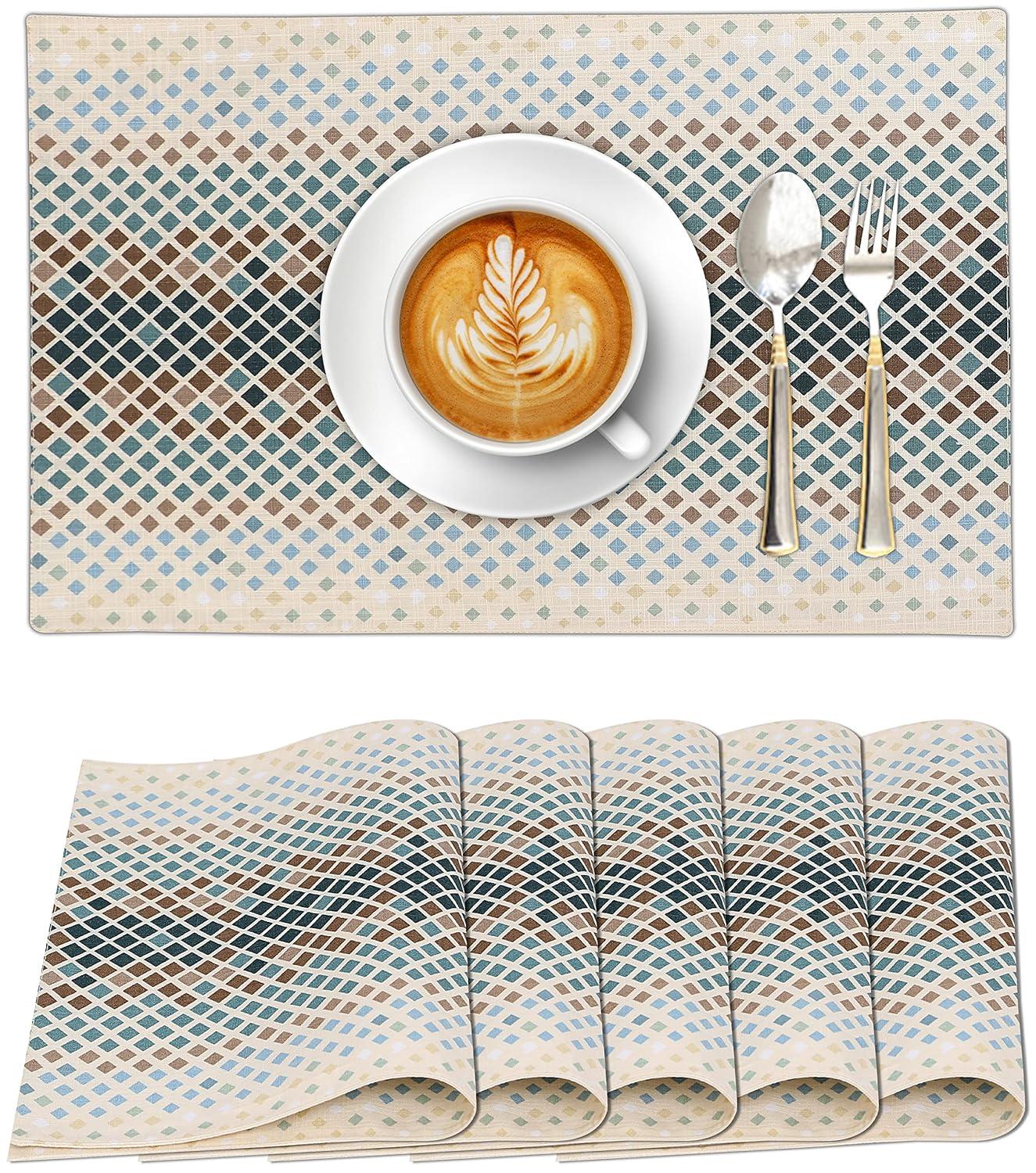Ruvanti Dining Table Rectangle Placemats 100% Cotton Multi Pattern 13x19 Inches (Set of 6)