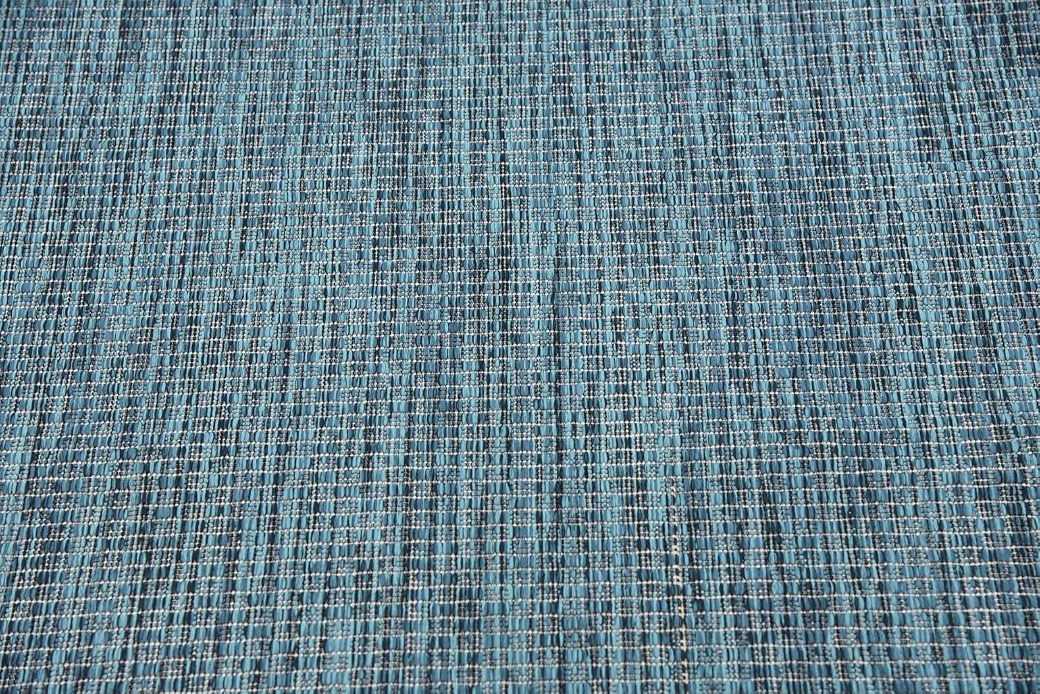 Unique Loom 4' 1 x 6' 1 Rectangle Indoor/Outdoor Solid Teal Area Rug