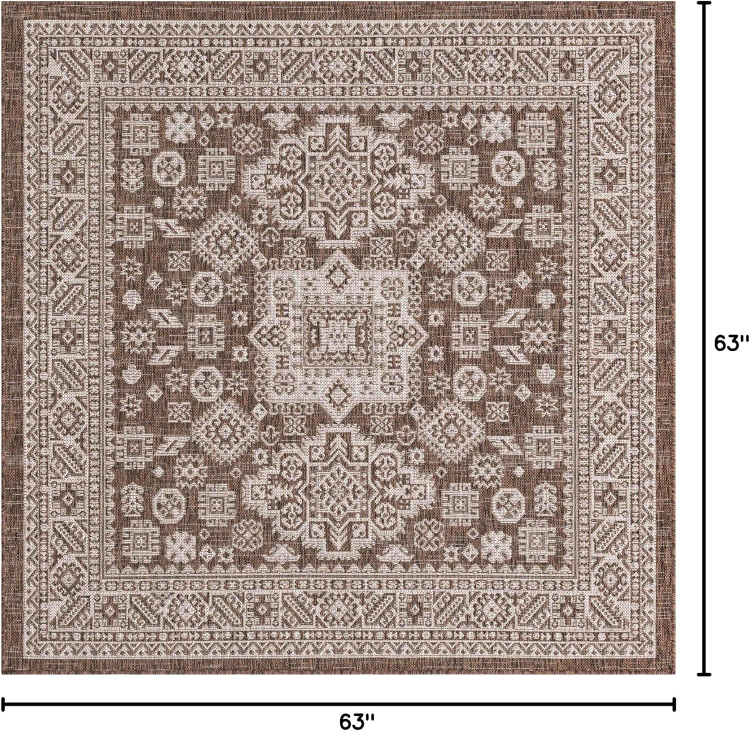 Unique Loom Outdoor Aztec Chalca Border Woven Area Rug