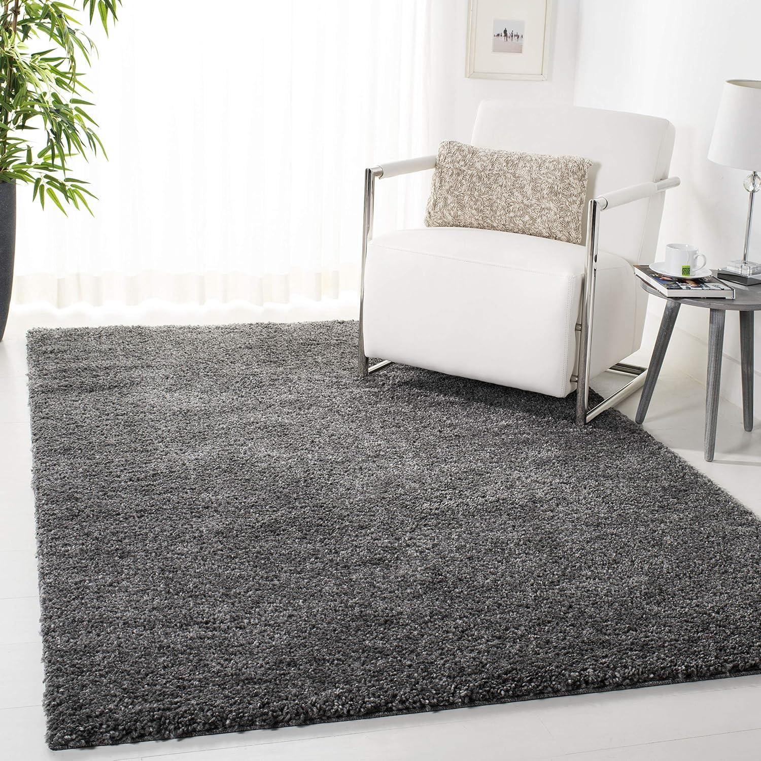 SAFAVIEH August Carlene Solid Plush Shag Area Rug, Grey, 12' x 15'