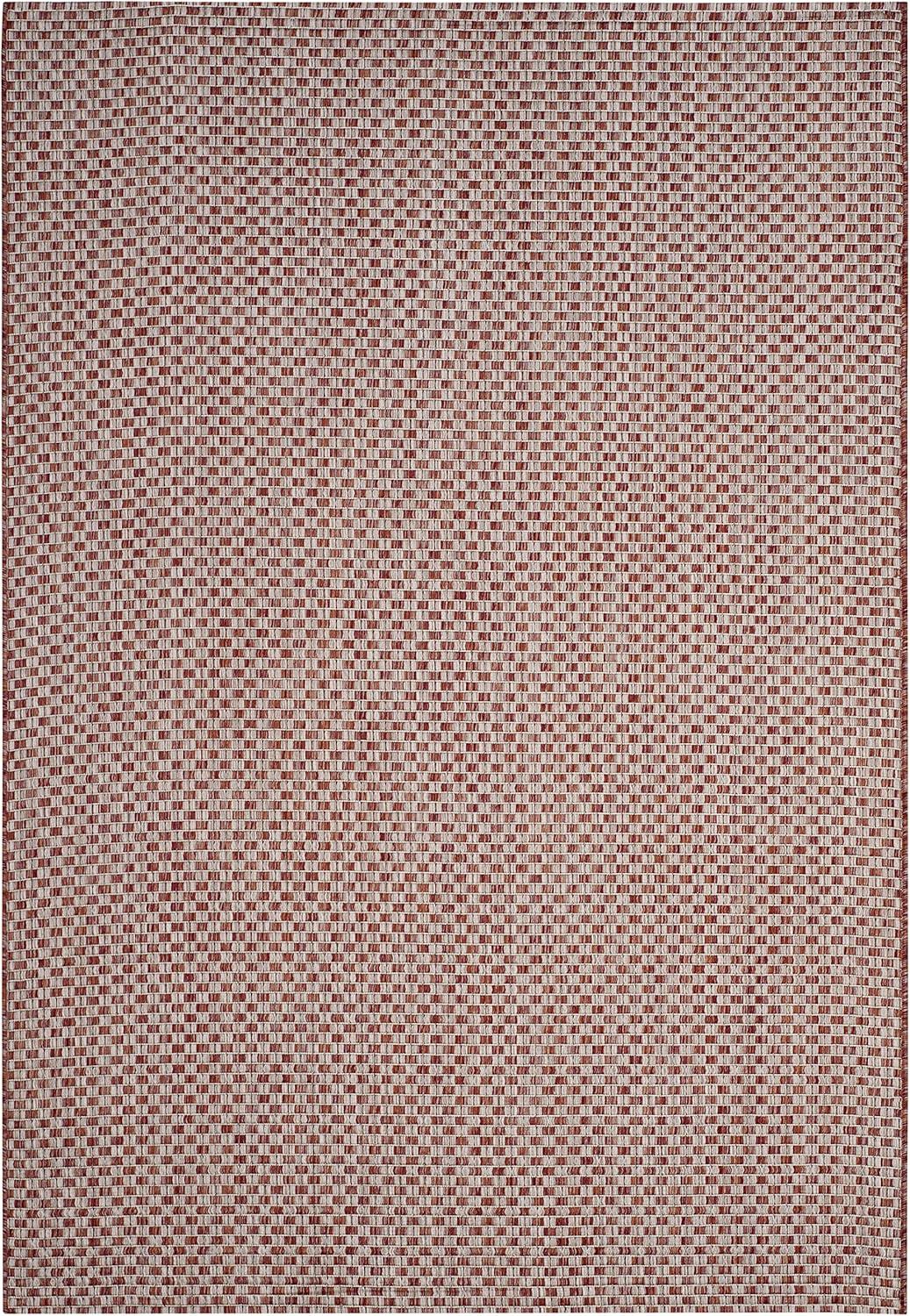 SAFAVIEH Courtyard Blair Geometric Indoor/Outdoor Area Rug, 4' x 5'7", Rust/Light Grey
