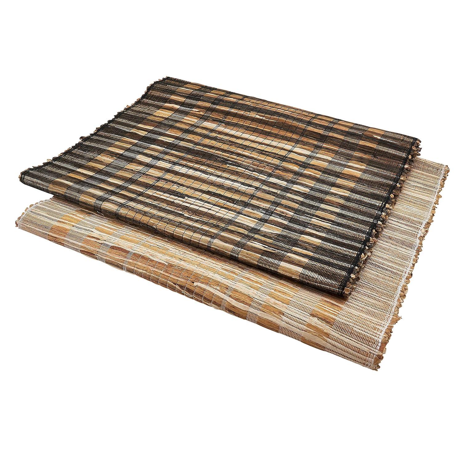 Saro Lifestyle Striped Water Hyacinth Runner, White, 14" x 72"