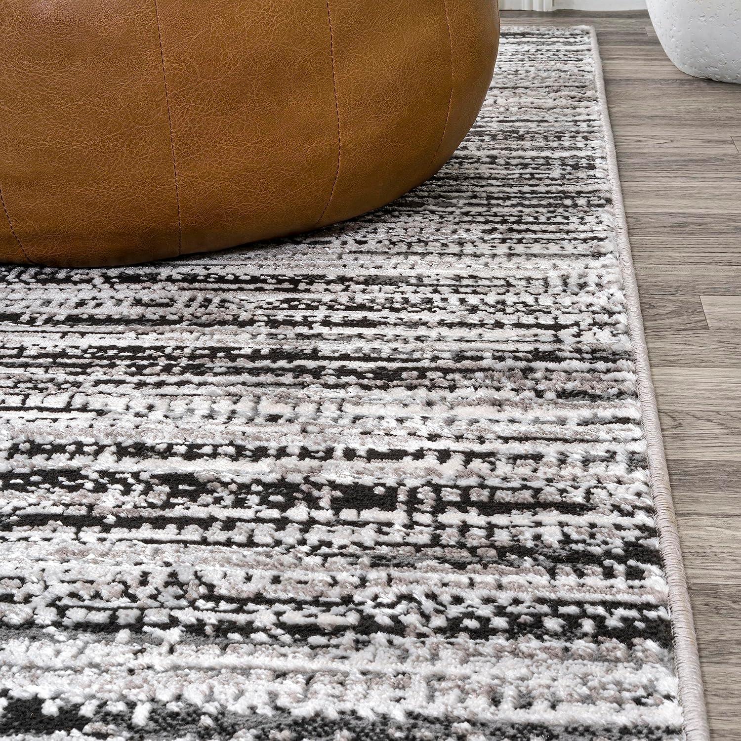 JONATHAN Y Loom Modern Strie'  Black/Gray 8 ft. x 10 ft. Area Rug