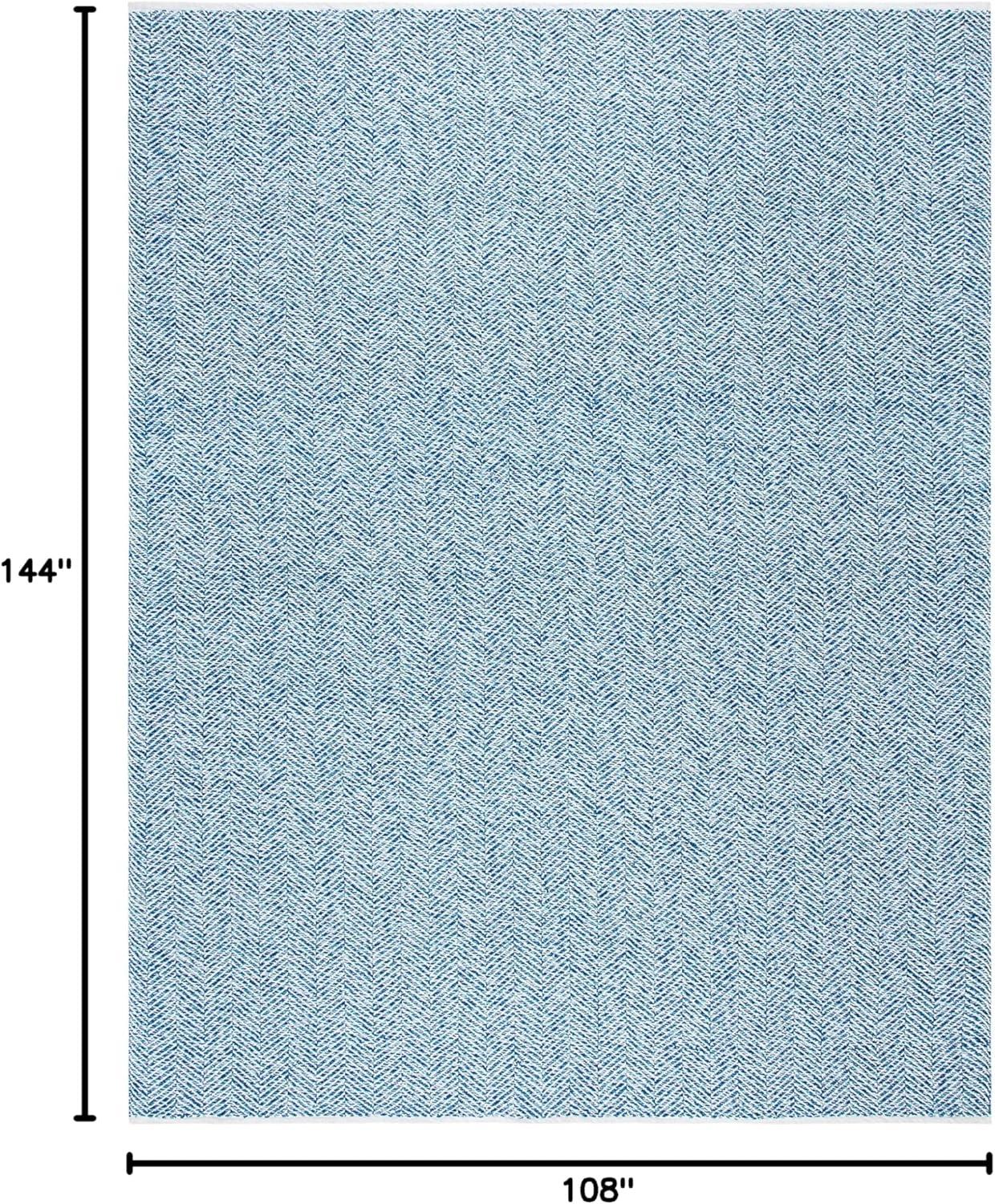 Handmade Blue Cotton and Synthetic Tufted Reversible Rug, 9' x 12'