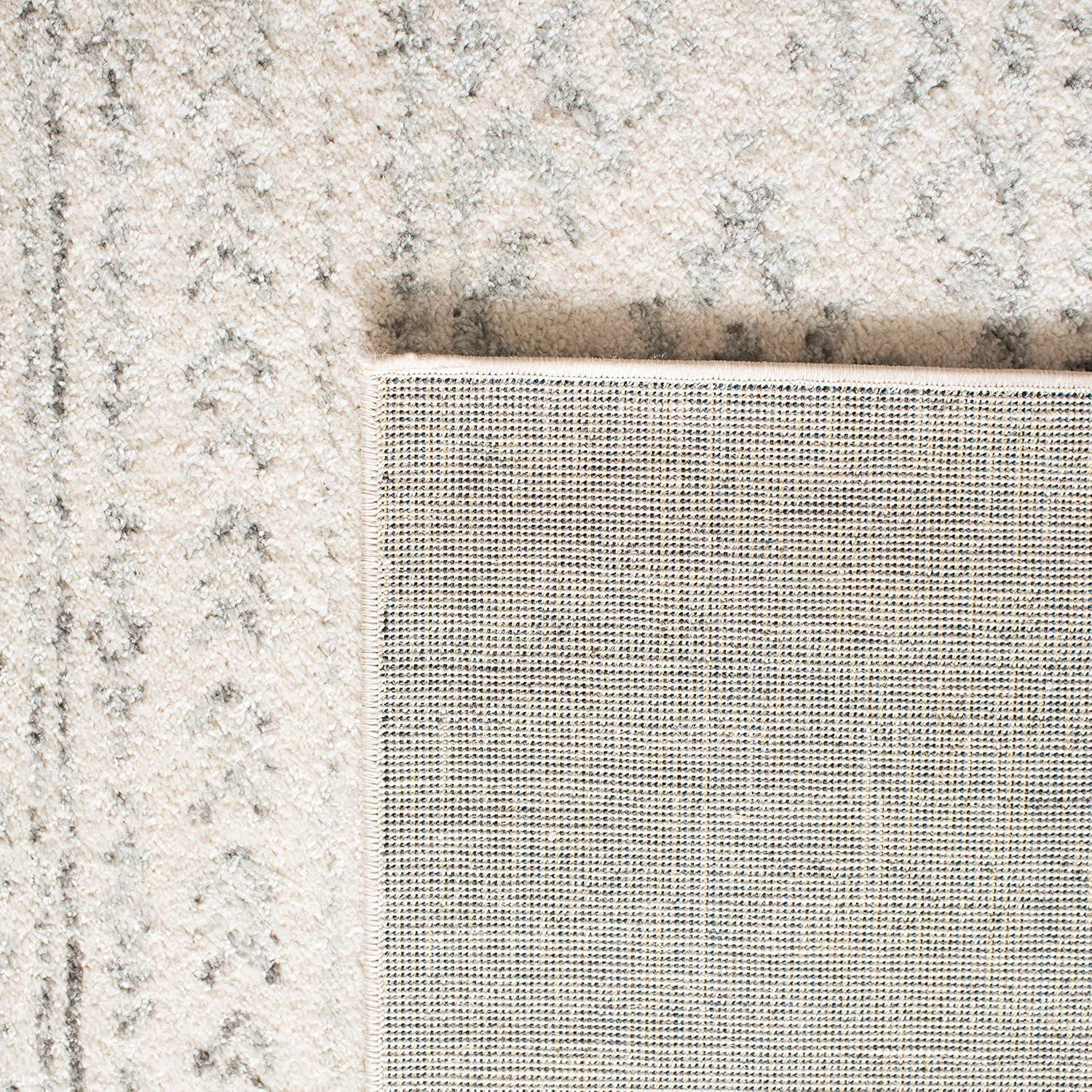 Gray and Ivory Hand-Knotted Synthetic Area Rug