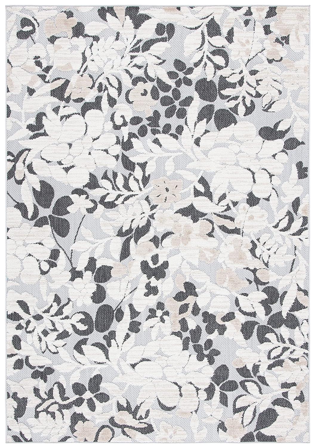 Cabana CBN672 Power Loomed Indoor Accent Rug - Ivory/Charcoal - 3'x5' - Safavieh