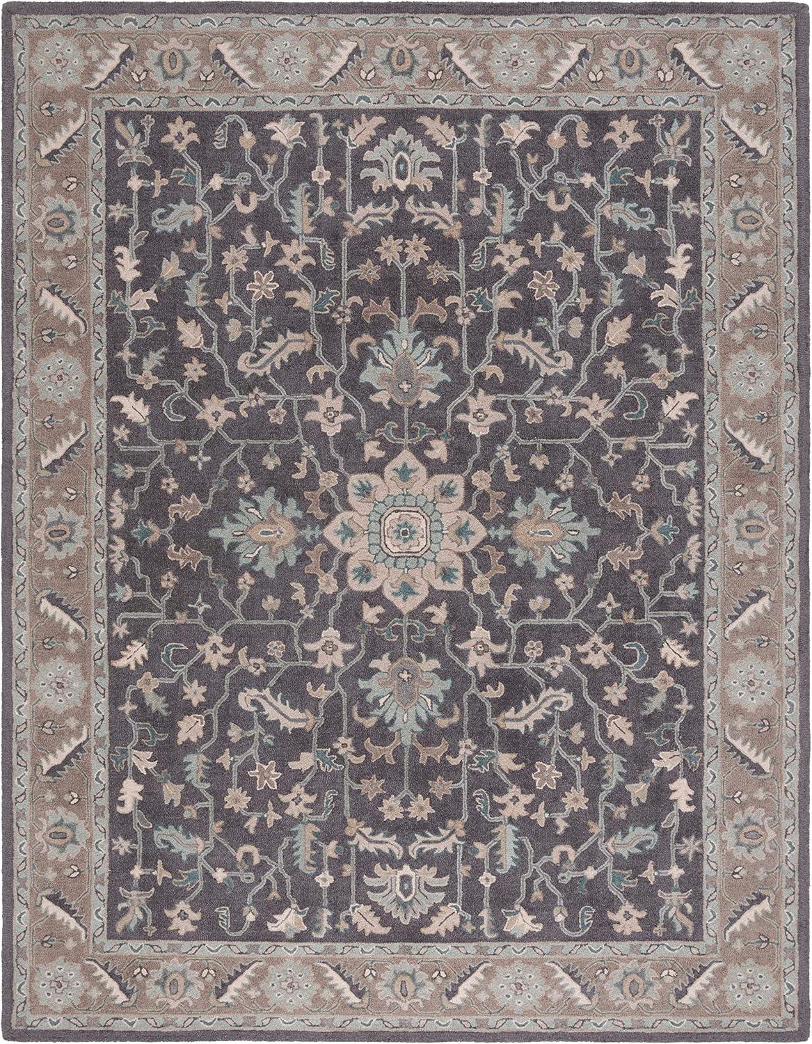 Blossom BLM217 Hand Tufted Area Rug - Dark Grey/Light Brown - 8'x10' - Safavieh.