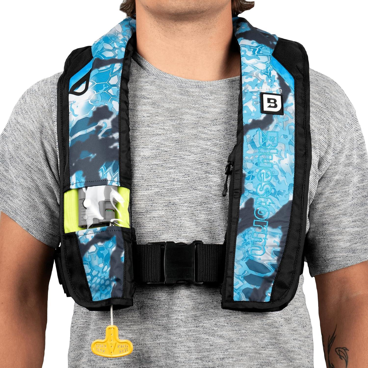 Bluestorm Stratus 35 Inflatable Life Jacket USCG Type 2 PFD, Kryptek LITUS