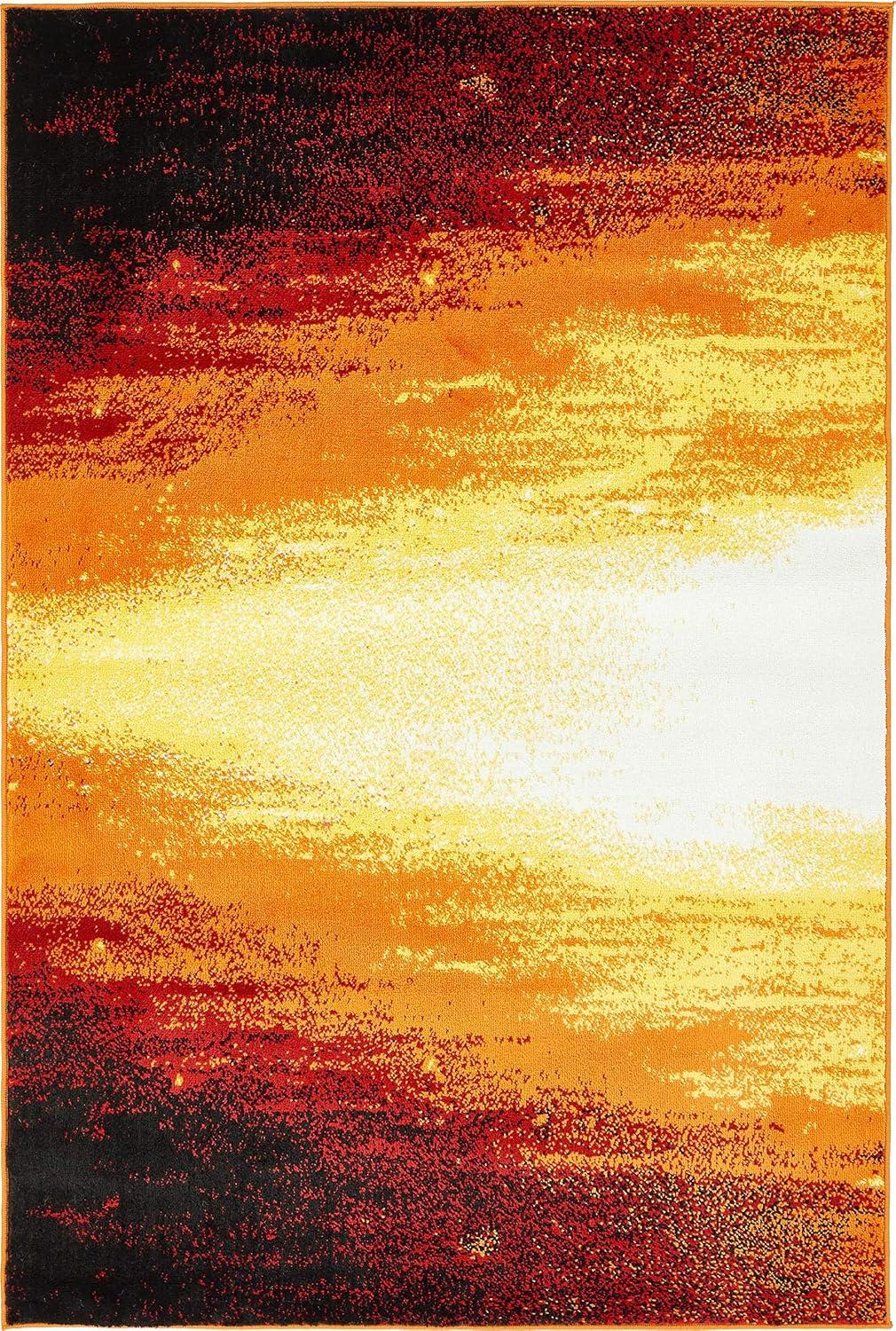 Unique Loom Metro Collection Area Rug - Sunlight (4' x 6' Rectangle Orange/Black)