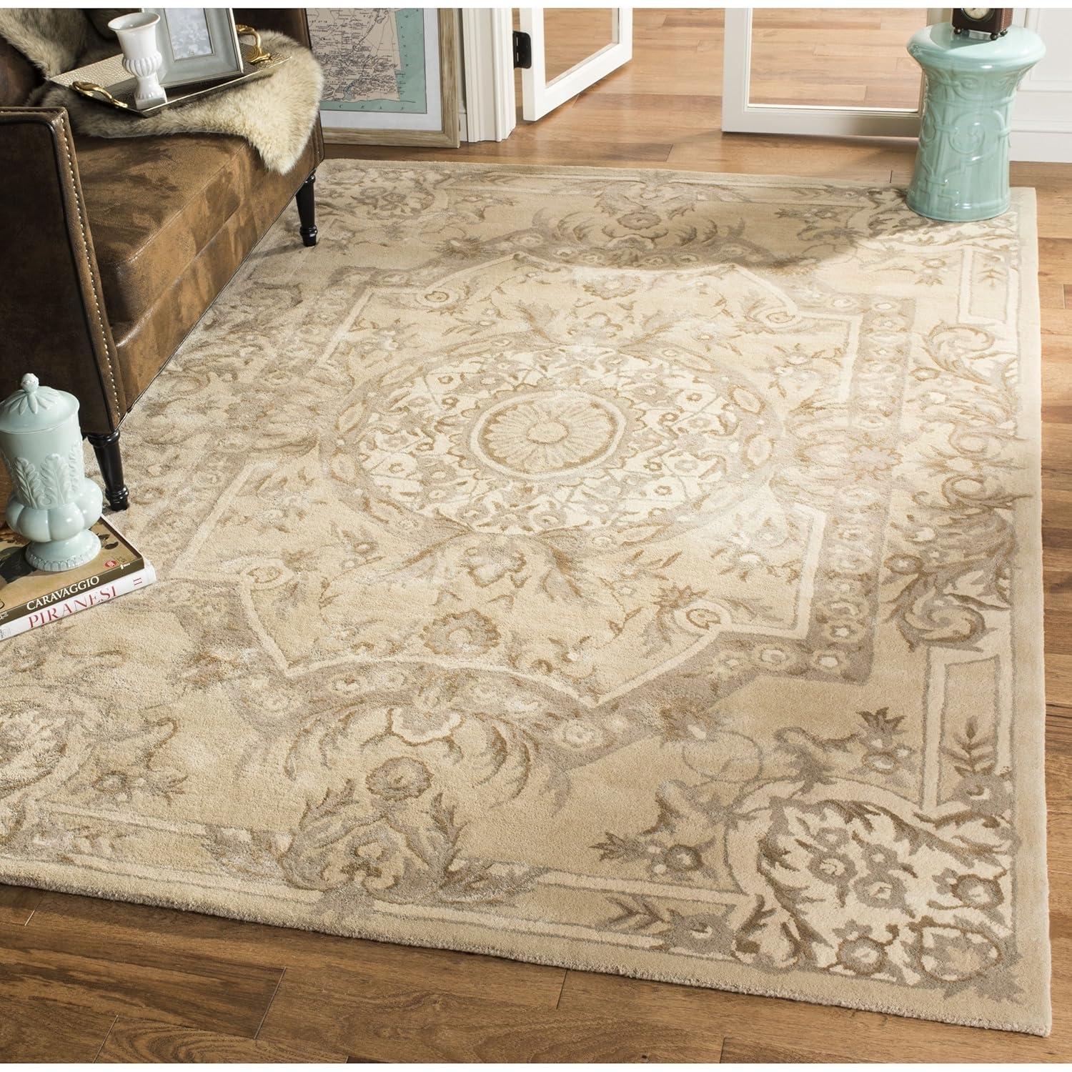 Savonnerie SAV623 Hand Tufted Area Rug - Sand - 8'x10' - Safavieh.
