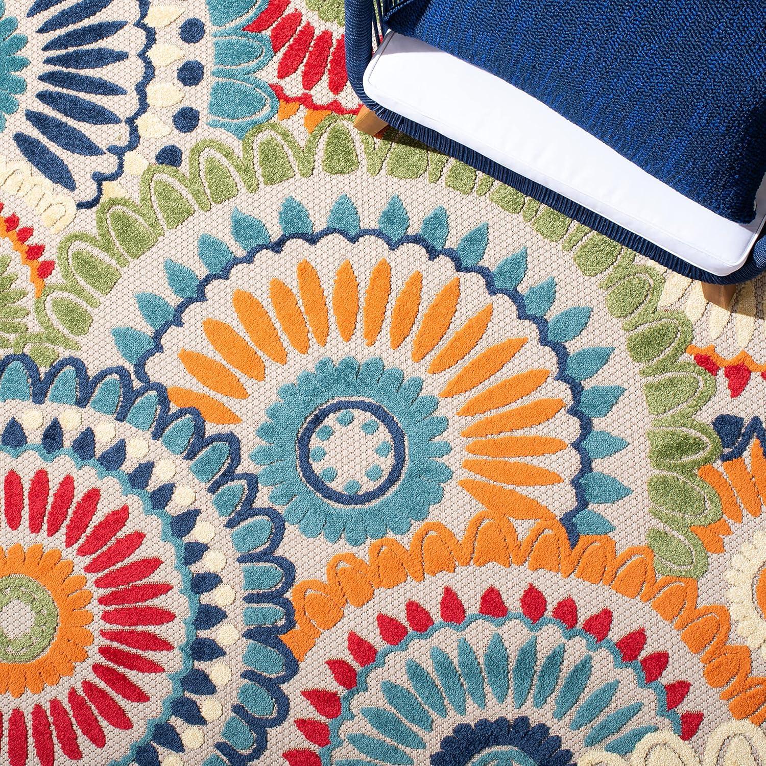 SAFAVIEH Cabana Alfombra Brynn Floral para Interior/exterior, Azul/marfil, 3' x 5'