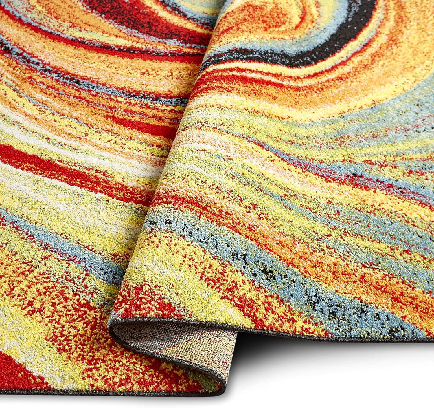 Home Dynamix Splash Adja Contemporary Abstract Swirl Area Rug, Red/Blue, 7'10"x10'2"