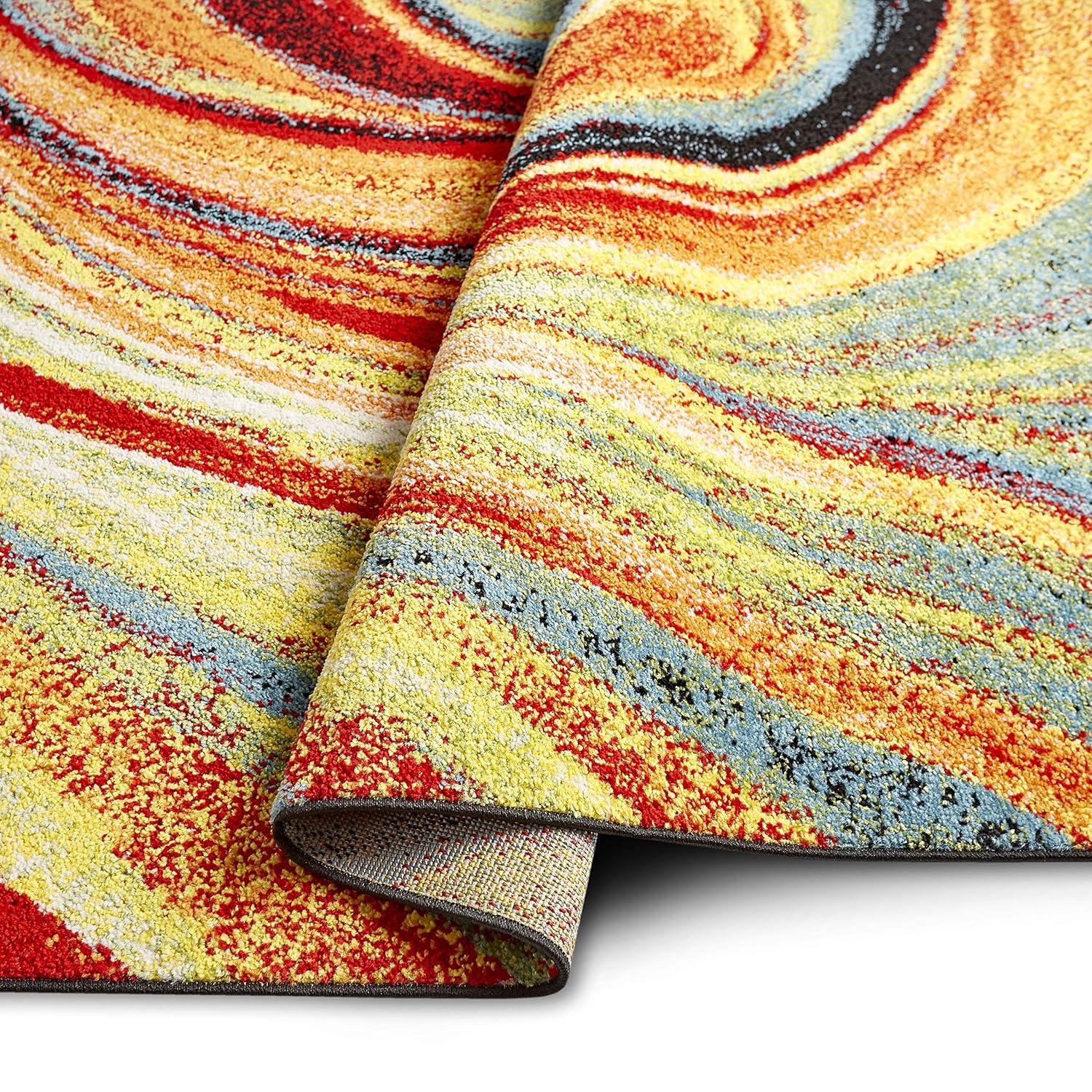 Home Dynamix Splash Adja Contemporary Abstract Swirl Area Rug, Red/Blue, 7'10"x10'2"