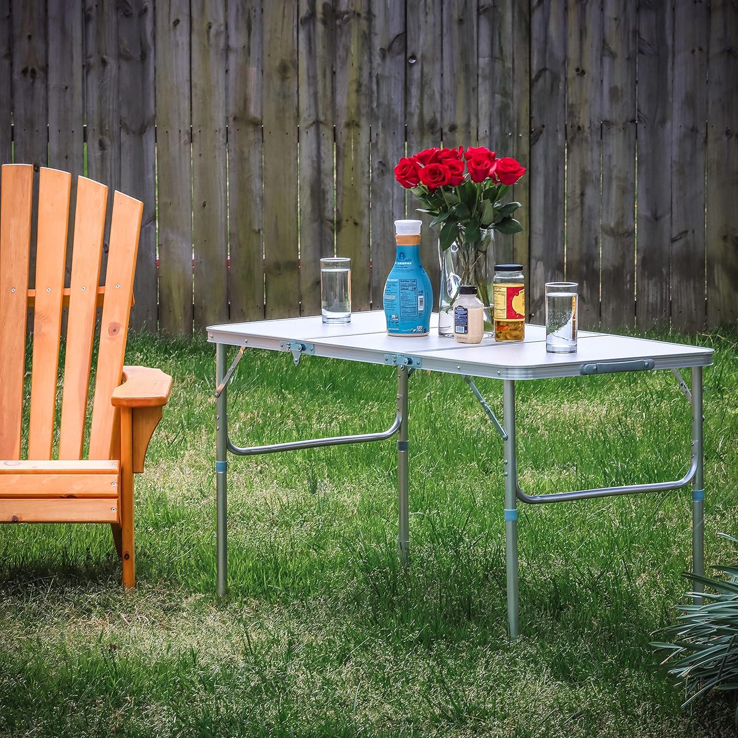 Adjustable Lightweight Aluminum Folding Camping Table, 26" x 19"