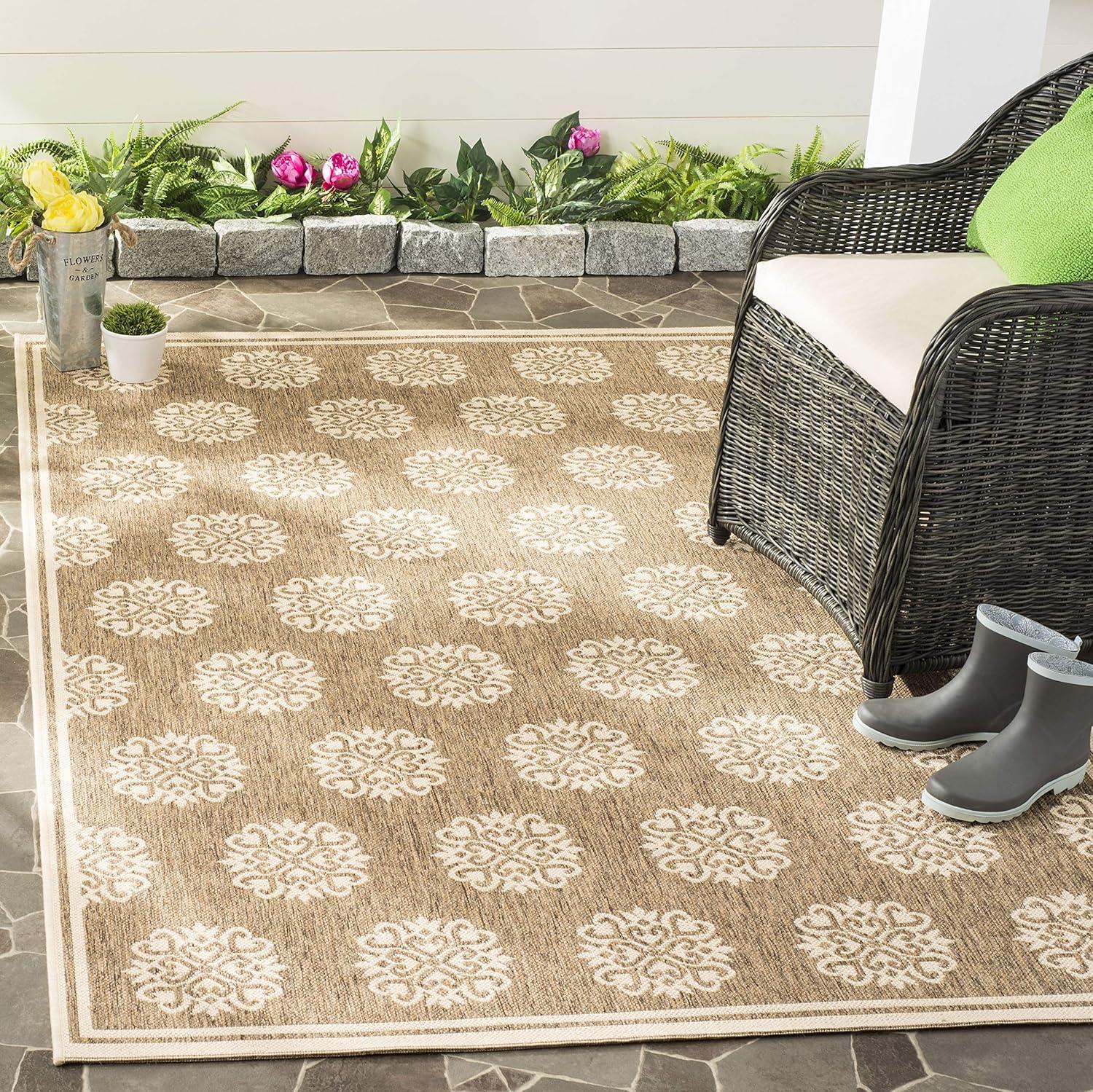 Beach House BHS181 Power Loomed Indoor/Outdoor Area Rug - Beige/Cream - 6'7"x9'2" - Safavieh