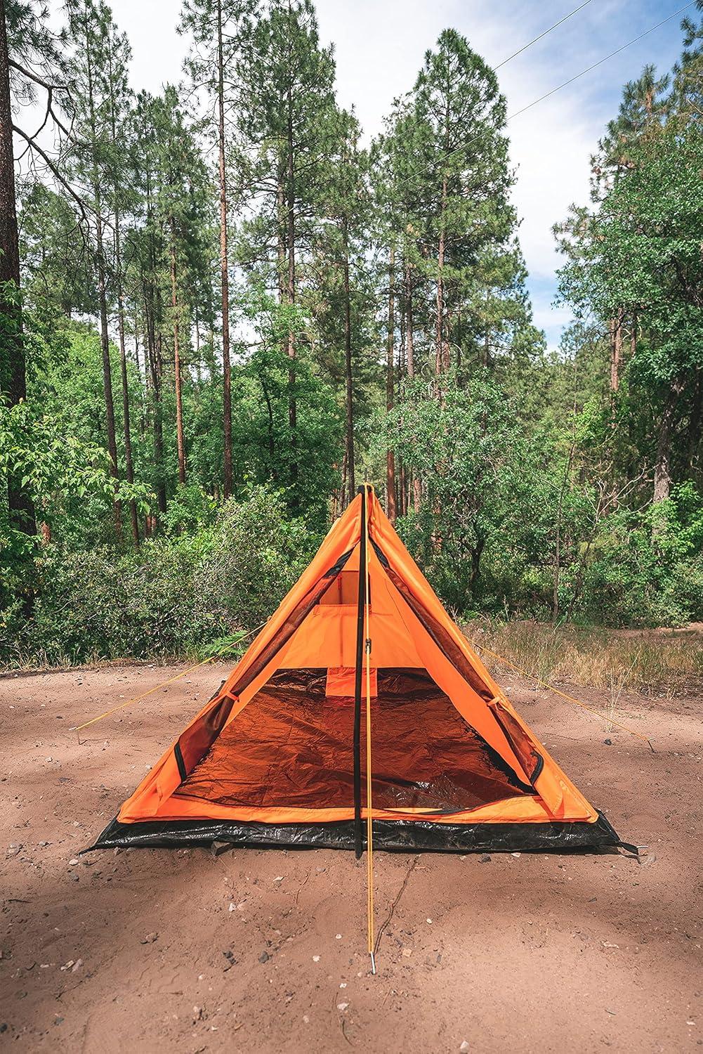 Orange 2-Person Three Season Backpacking Tent with Carry Bag